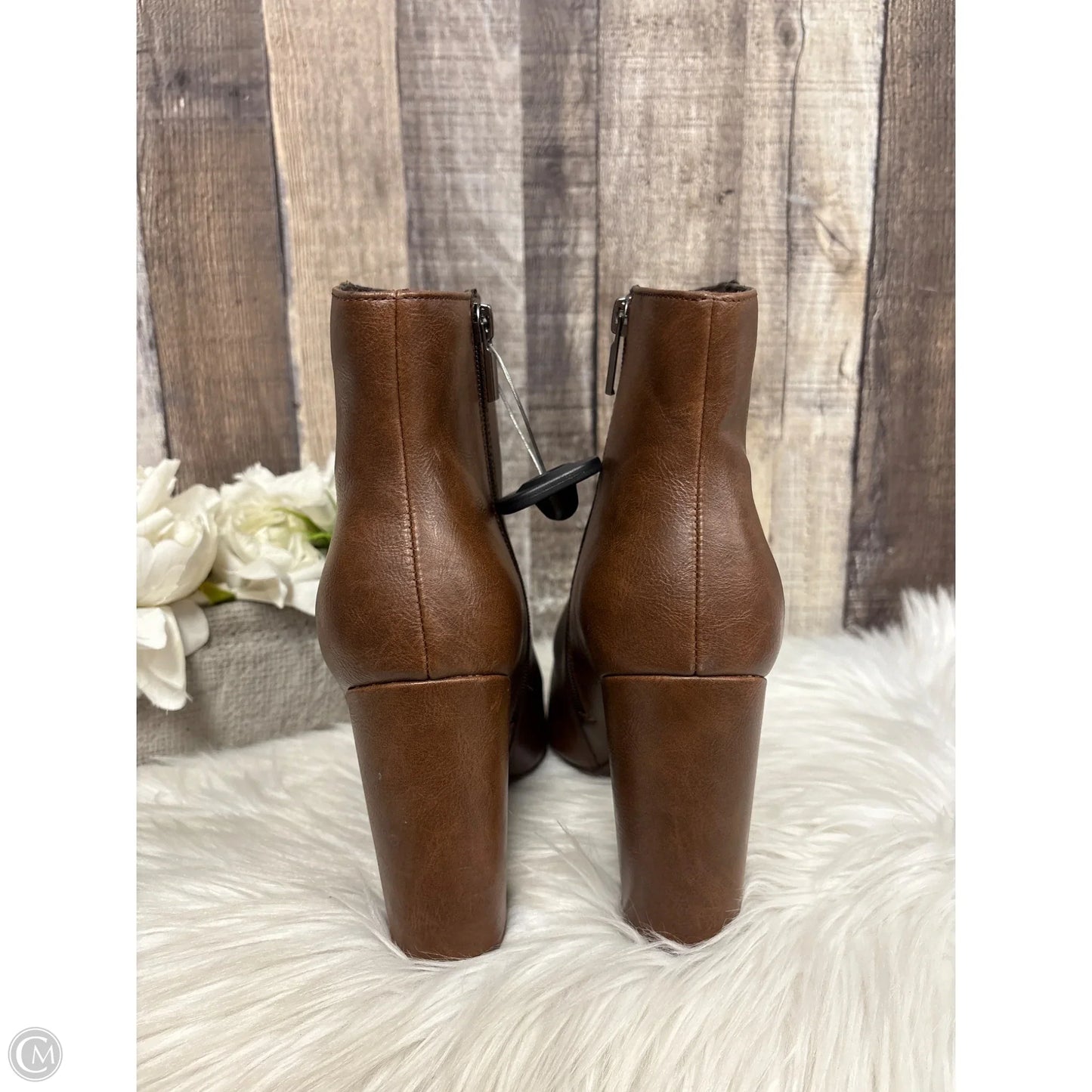 Boots Ankle Heels By Justfab In Brown, Size: 10
