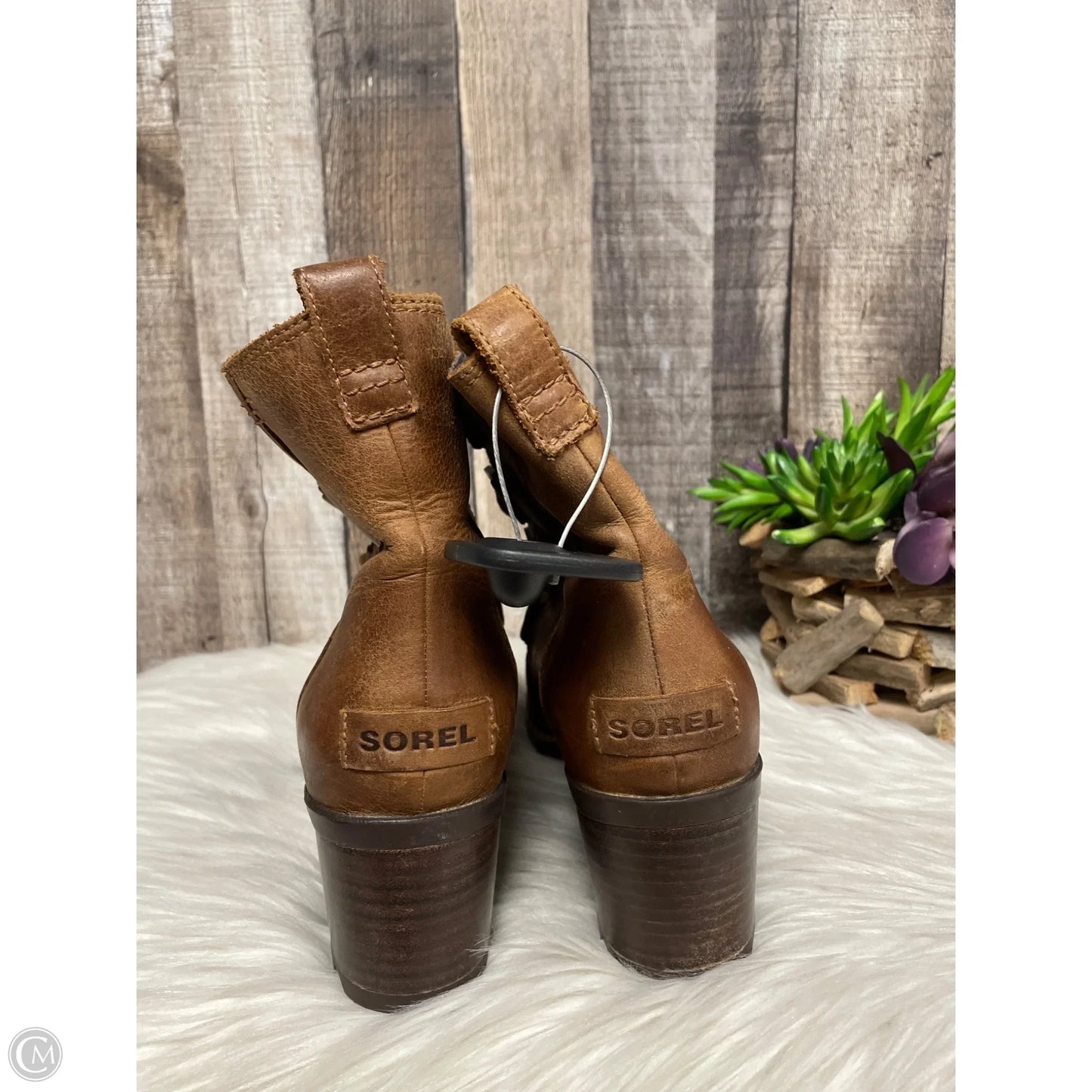 Boots Ankle Heels By Sorel In Brown, Size: 8