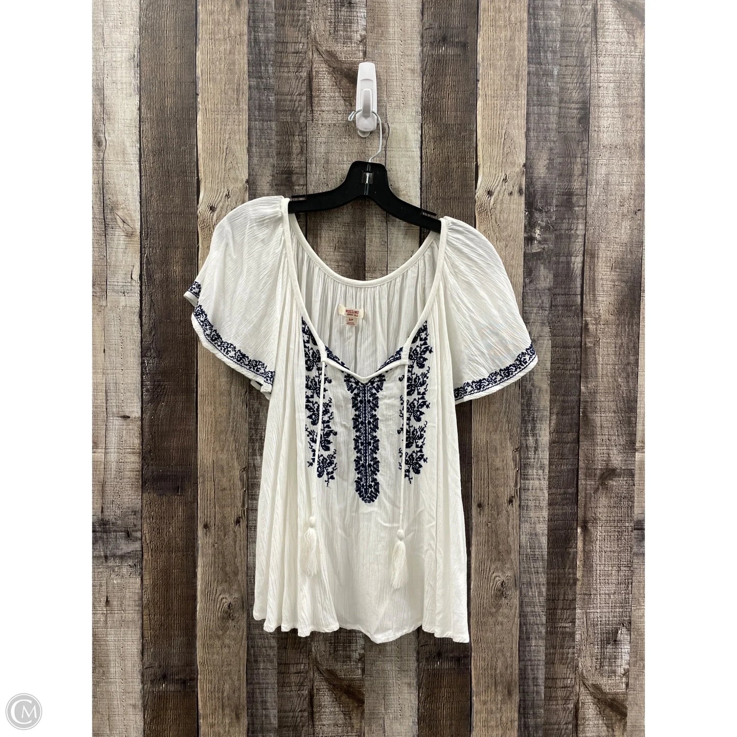 Top Short Sleeve By Mossimo In Blue & White, Size: S