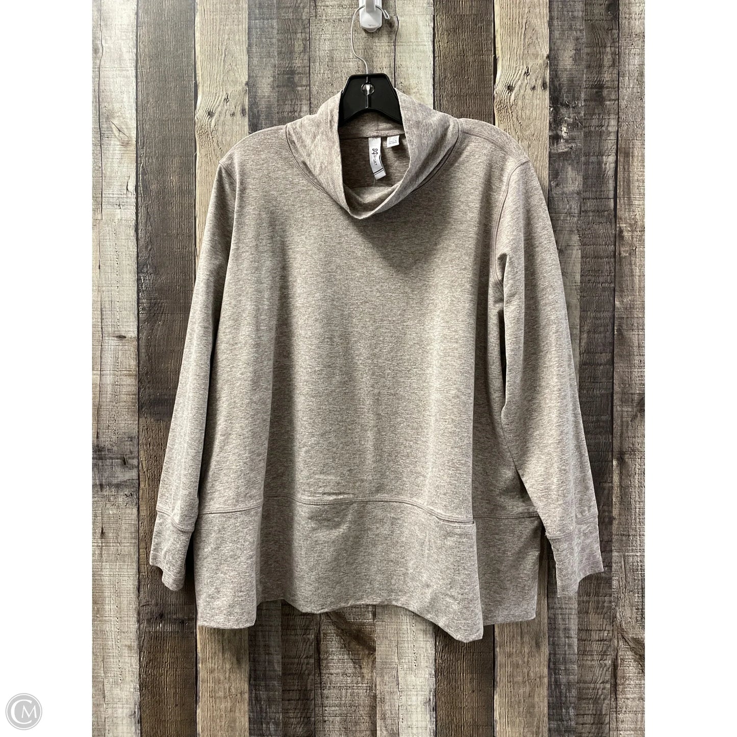 Athletic Top Long Sleeve Collar By Cme In Tan, Size: 1x