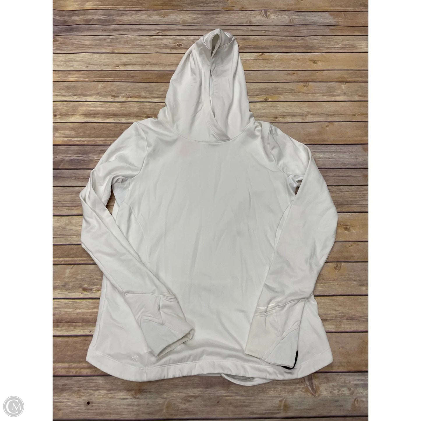Athletic Top Long Sleeve Hoodie By Athleta In White, Size: M