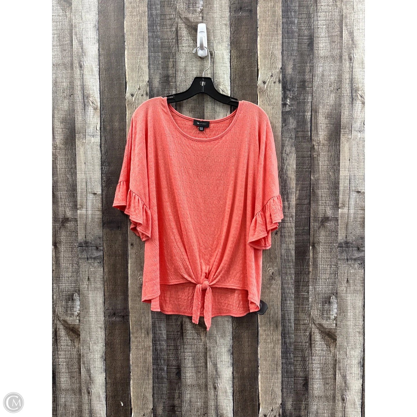 Top Short Sleeve By Ab Studio In Peach, Size: Xxl