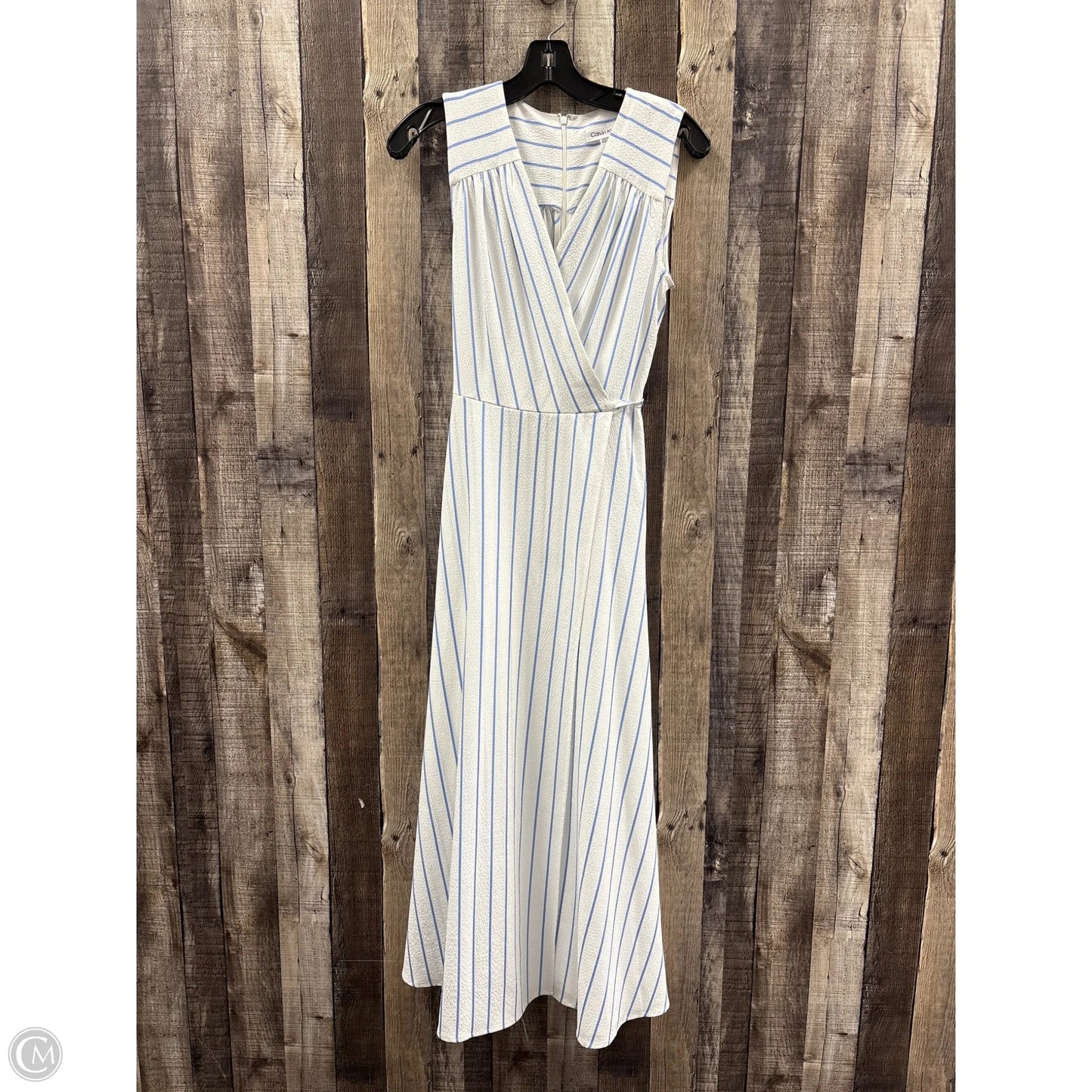 Dress Casual Maxi By Calvin Klein In Blue & White, Size: 6