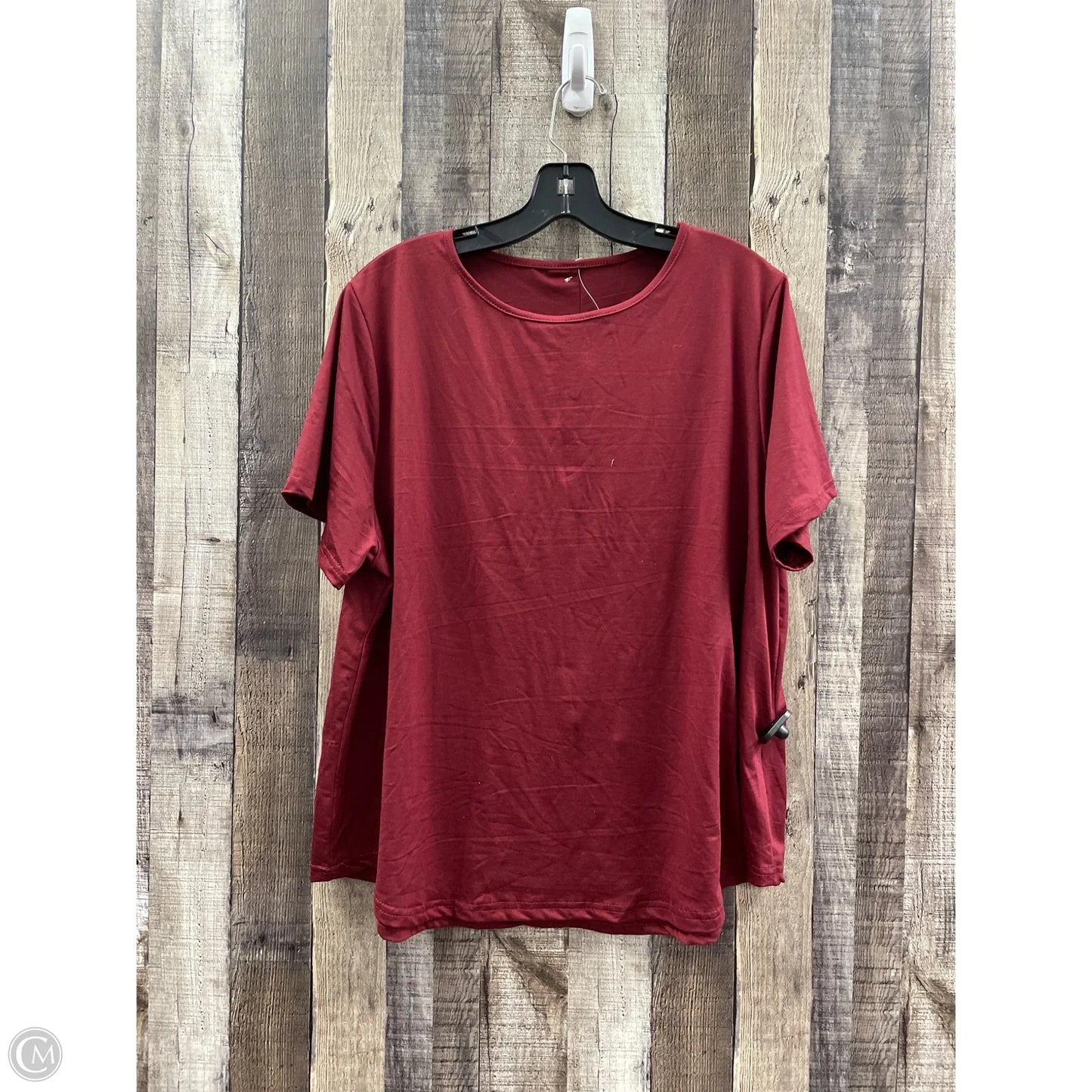 Top Short Sleeve By Cme In Maroon, Size: 2x
