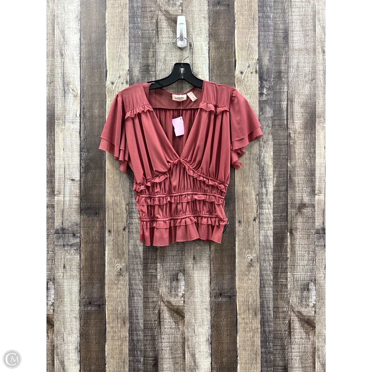 Top Short Sleeve By Willow & Root In Red, Size: S
