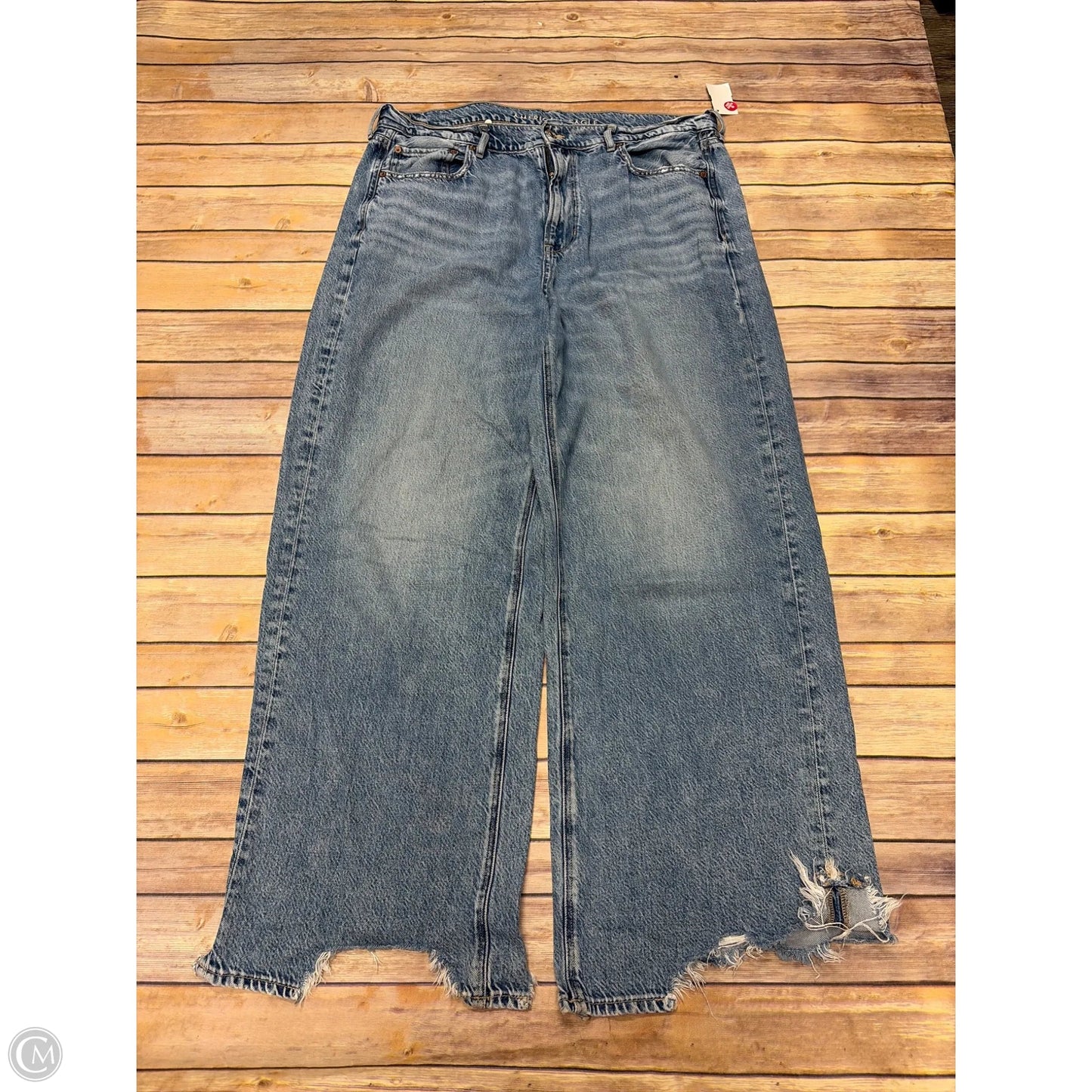Jeans Straight By American Eagle In Blue Denim, Size: 16