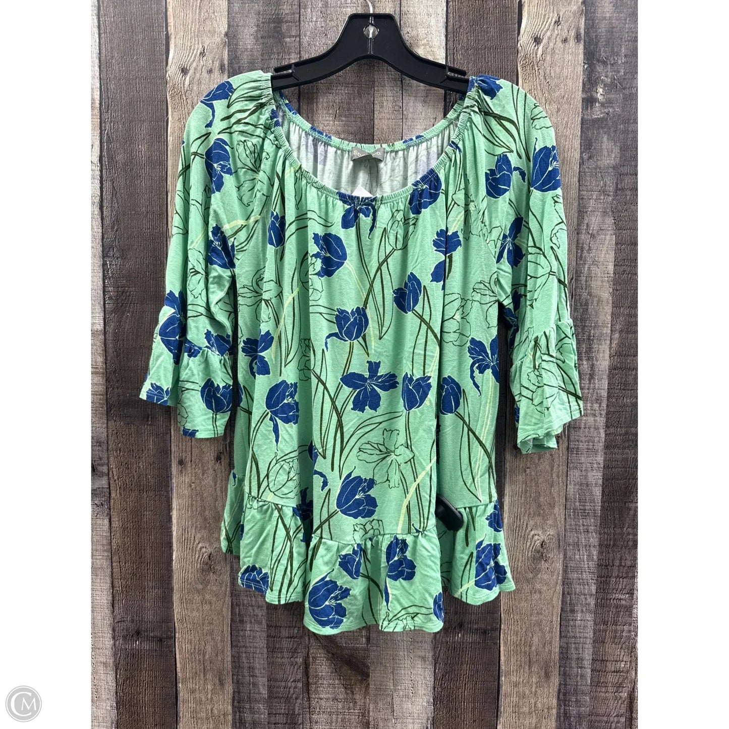Top 3/4 Sleeve By Style And Company In Blue & Green, Size: S