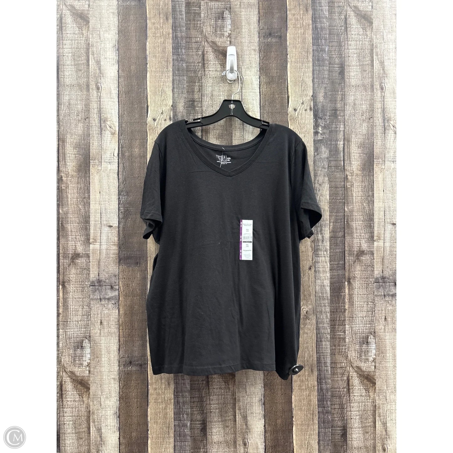 Top Short Sleeve Basic By Time And Tru In Black, Size: Xxl