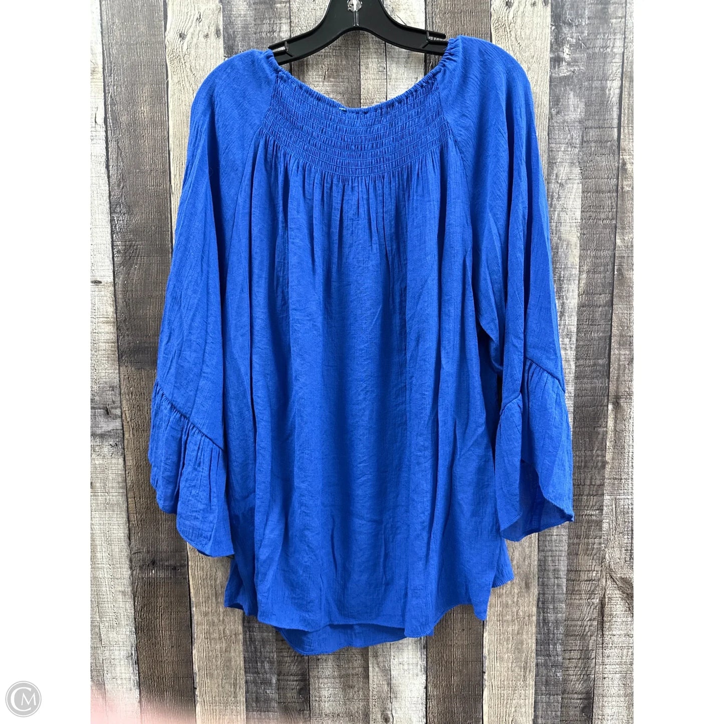 Top 3/4 Sleeve By Zac And Rachel In Blue, Size: 3x