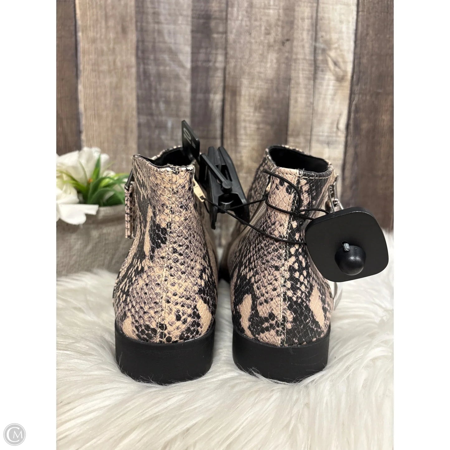 Boots Ankle Flats By Time And Tru In Snakeskin Print, Size: 10