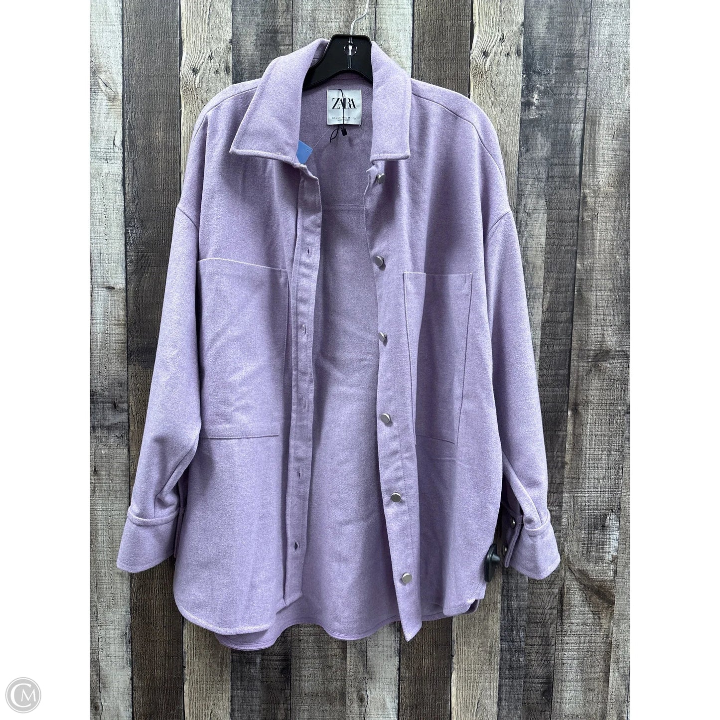 Jacket Shirt By Zara In Purple, Size: M