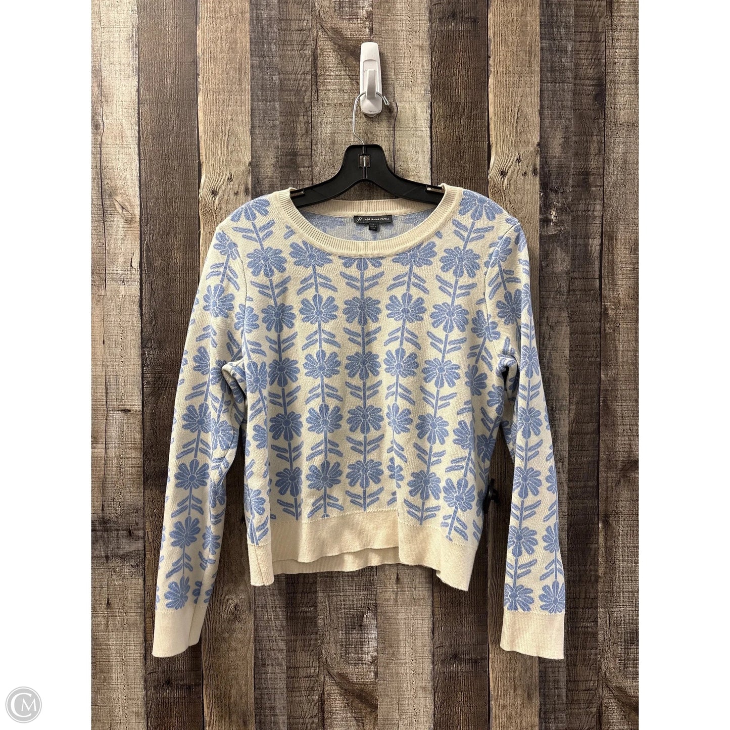 Sweater By Adrianna Papell In Blue & White, Size: S