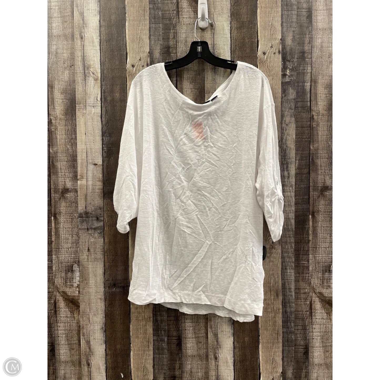 Top Short Sleeve By Adrienne Vittadini In White, Size: 2x