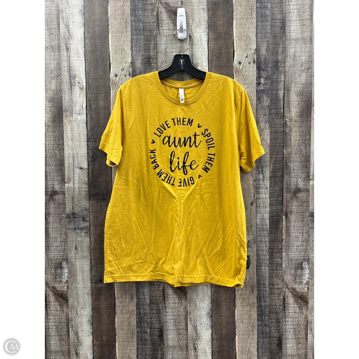 Top Short Sleeve By Bella + Canvas In Gold, Size: L
