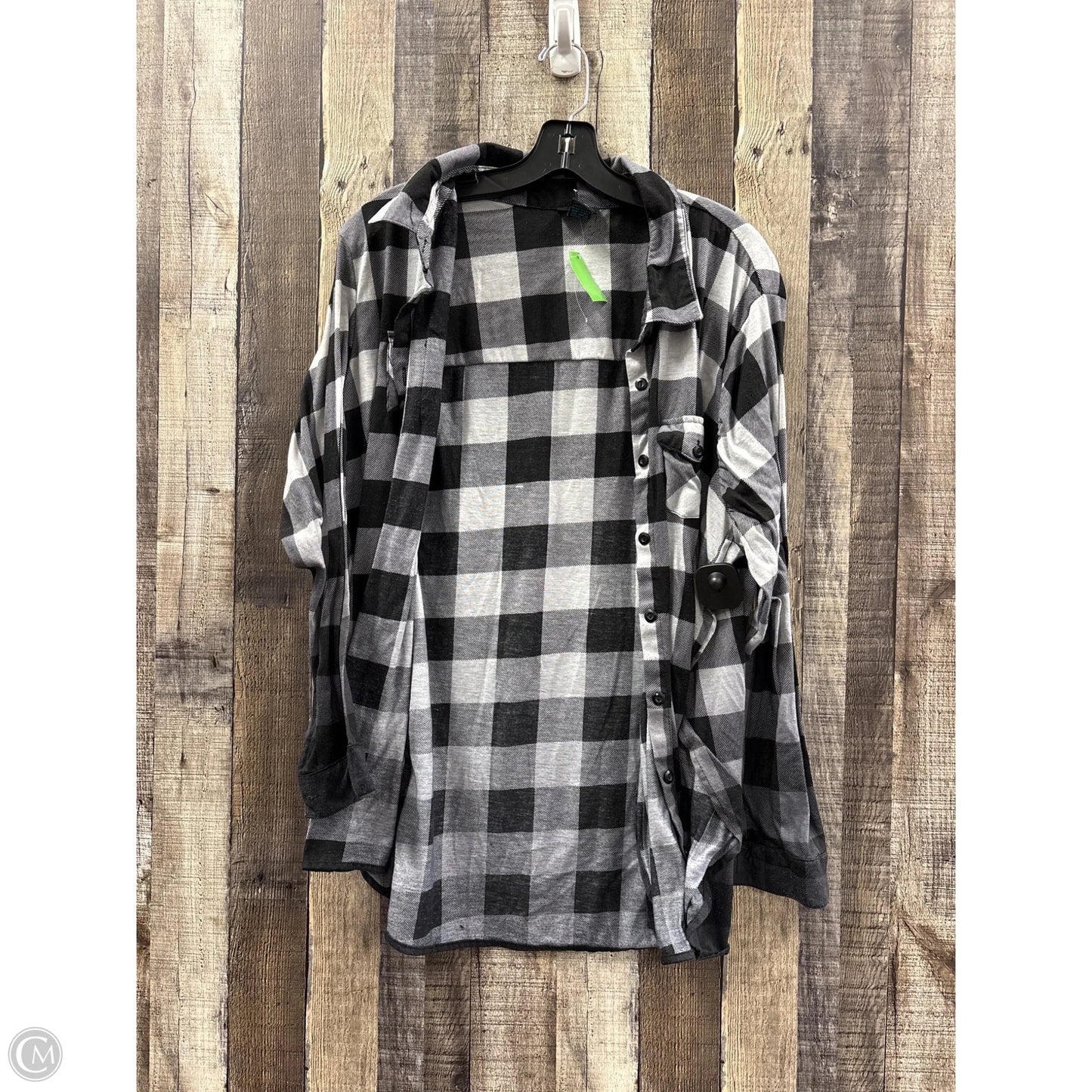 Top Long Sleeve By Cme In Plaid Pattern, Size: 2x