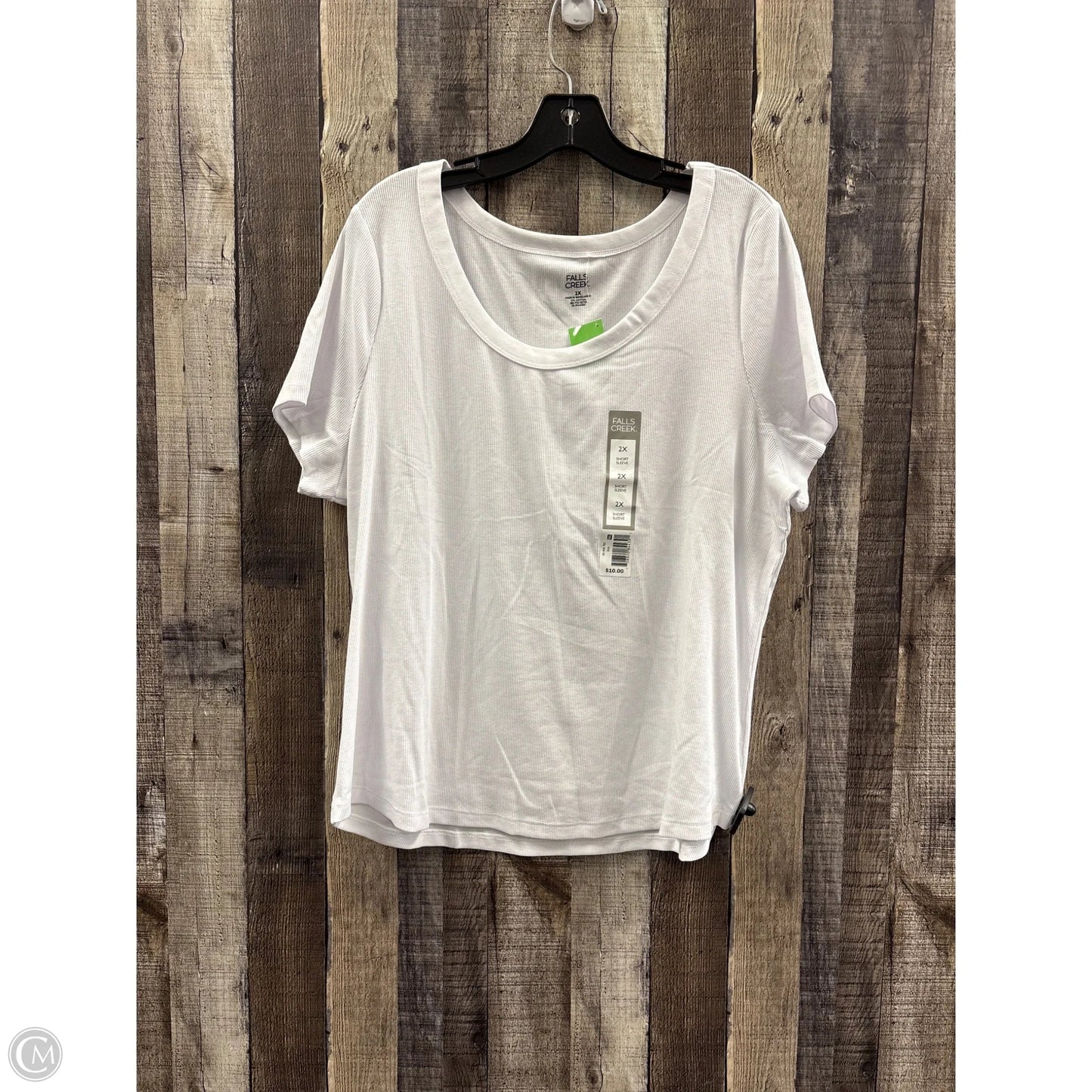 Top Short Sleeve By Falls Creek In White, Size: 2x