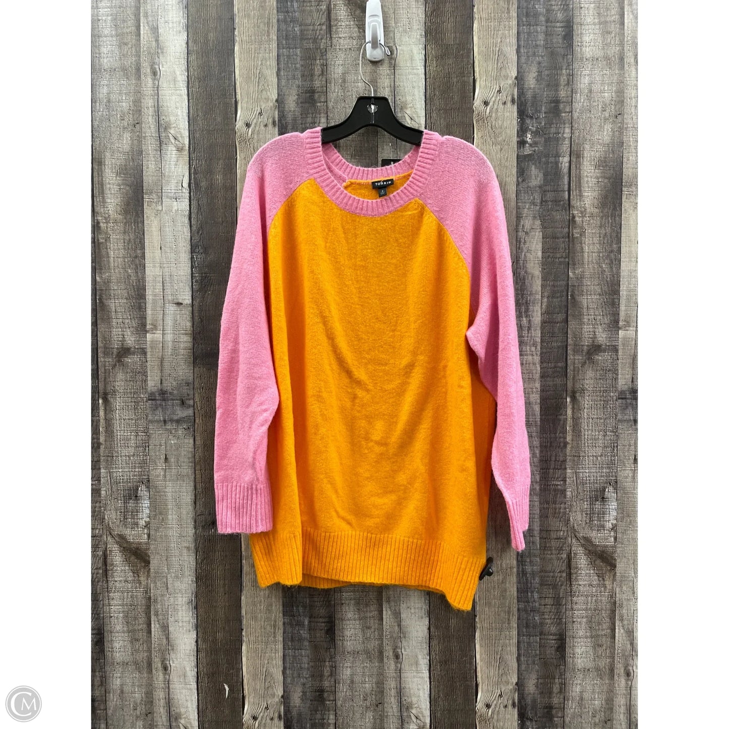 Sweater By Torrid In Orange & Pink, Size: 2x