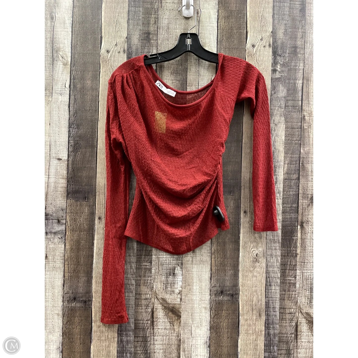 Top Long Sleeve By Zara In Maroon, Size: S