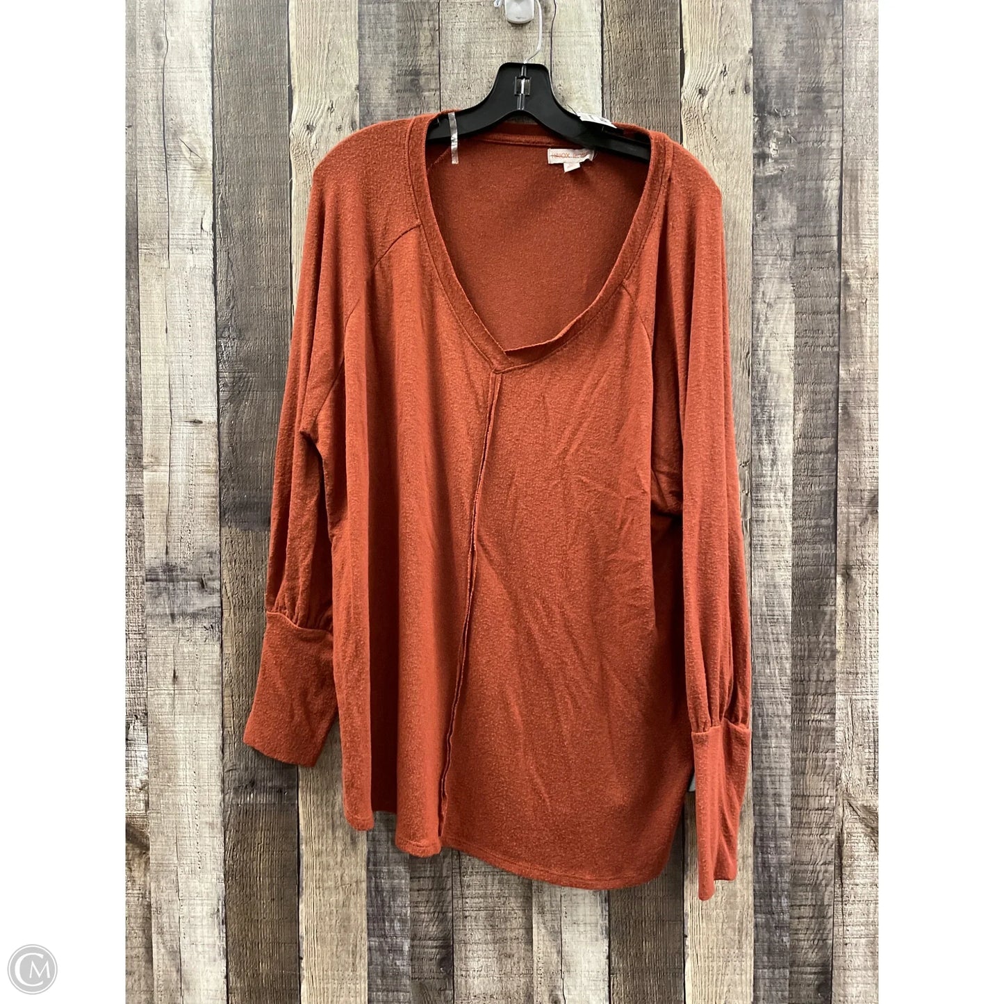 Top Long Sleeve By Knox Rose In Bronze, Size: Xxl