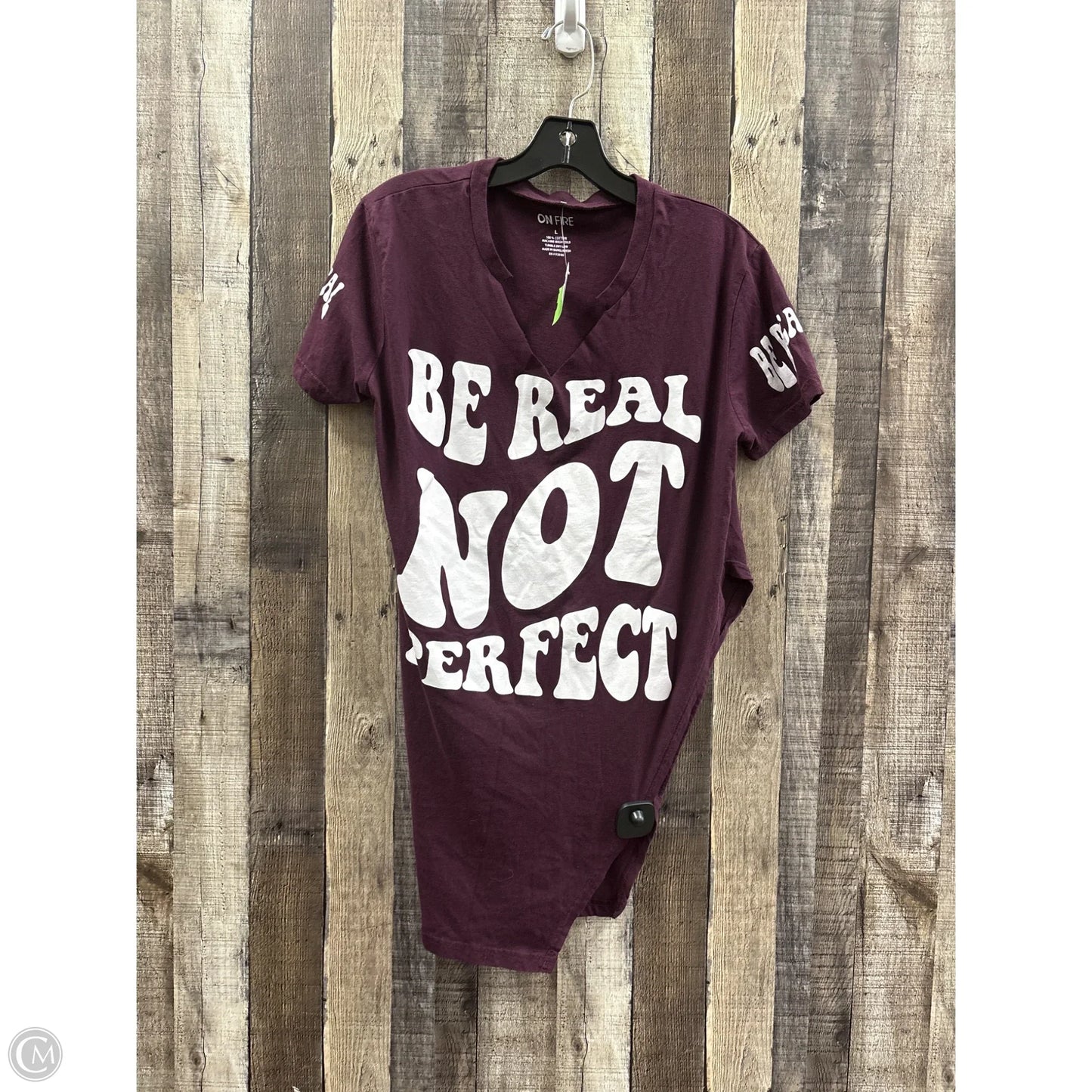 Top Short Sleeve By Cme In Purple, Size: L