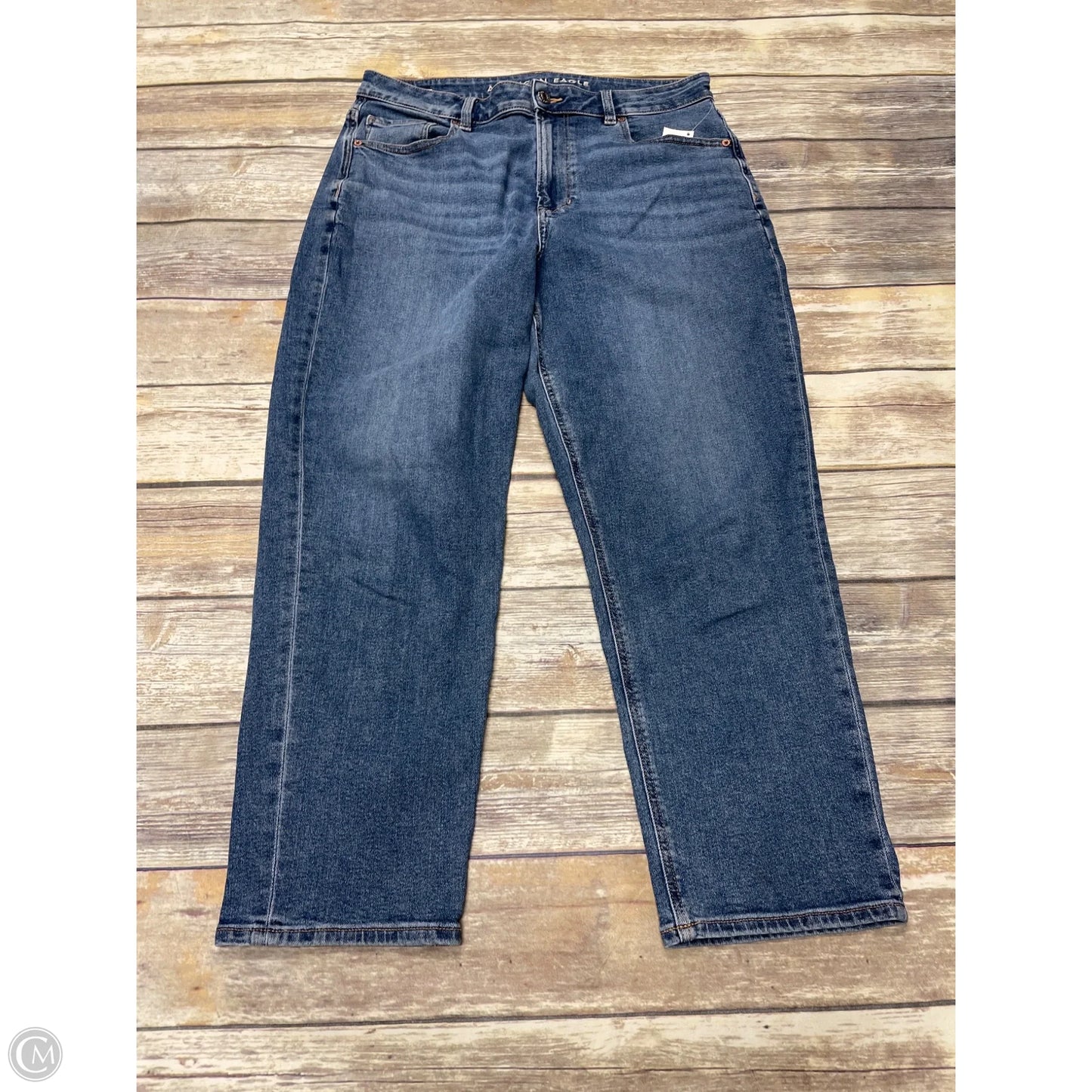 Jeans Straight By American Eagle In Blue Denim, Size: 12