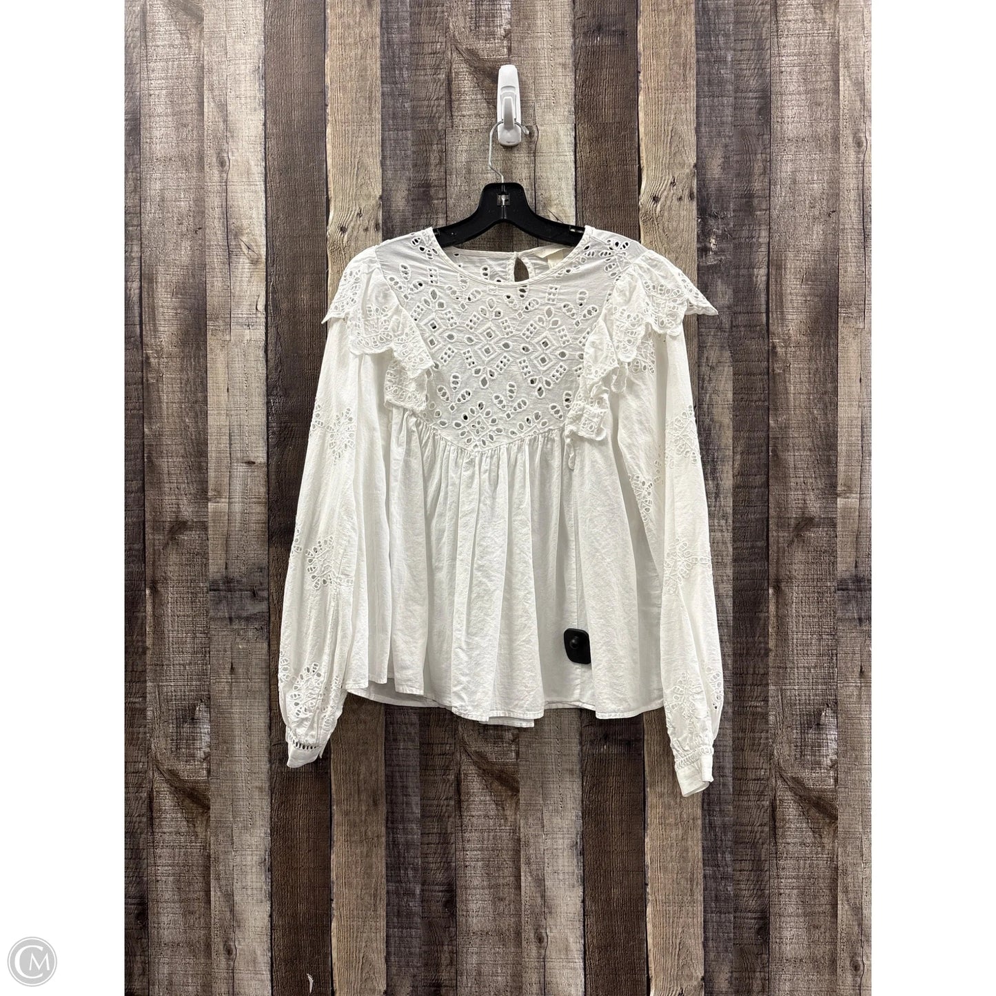 Top Long Sleeve By H&m In White, Size: M