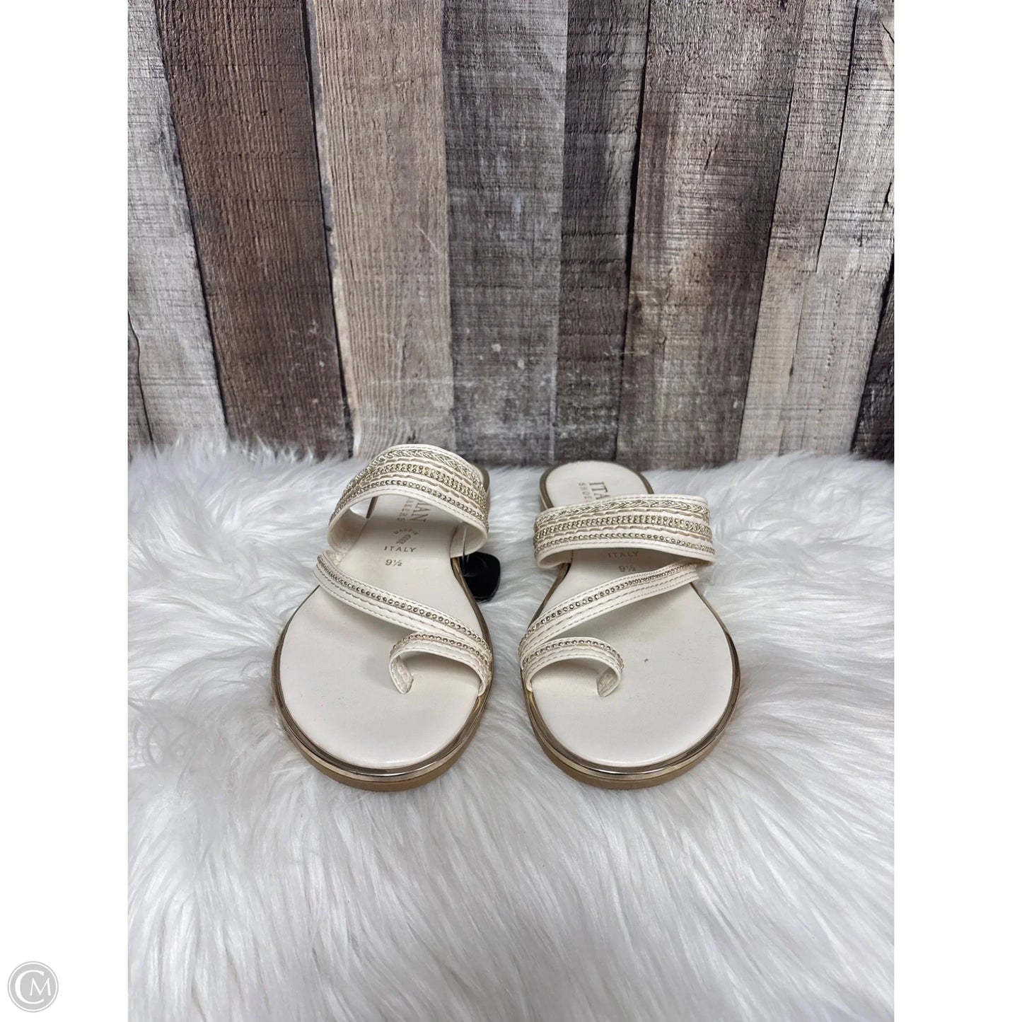 Sandals Flats By Italian Shoemakers In Cream, Size: 9.5