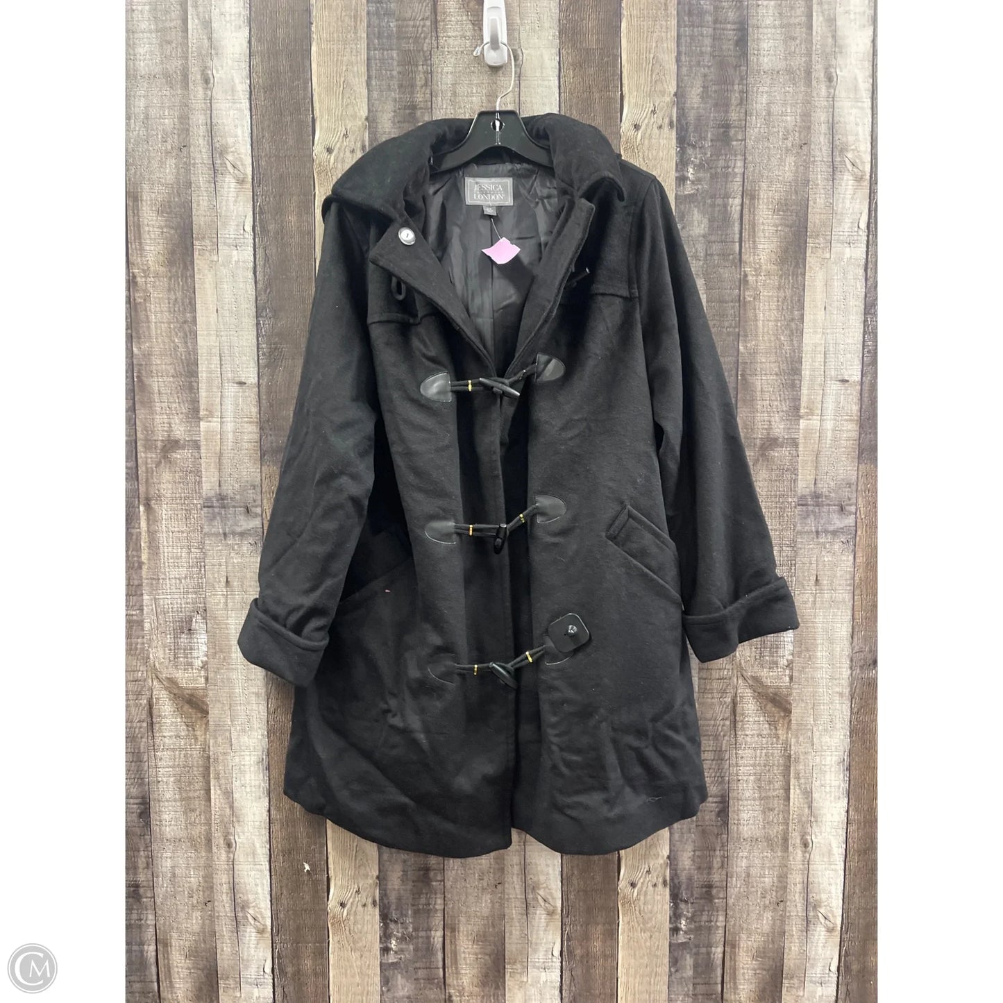 Coat Wool By Jessica London In Black, Size: L