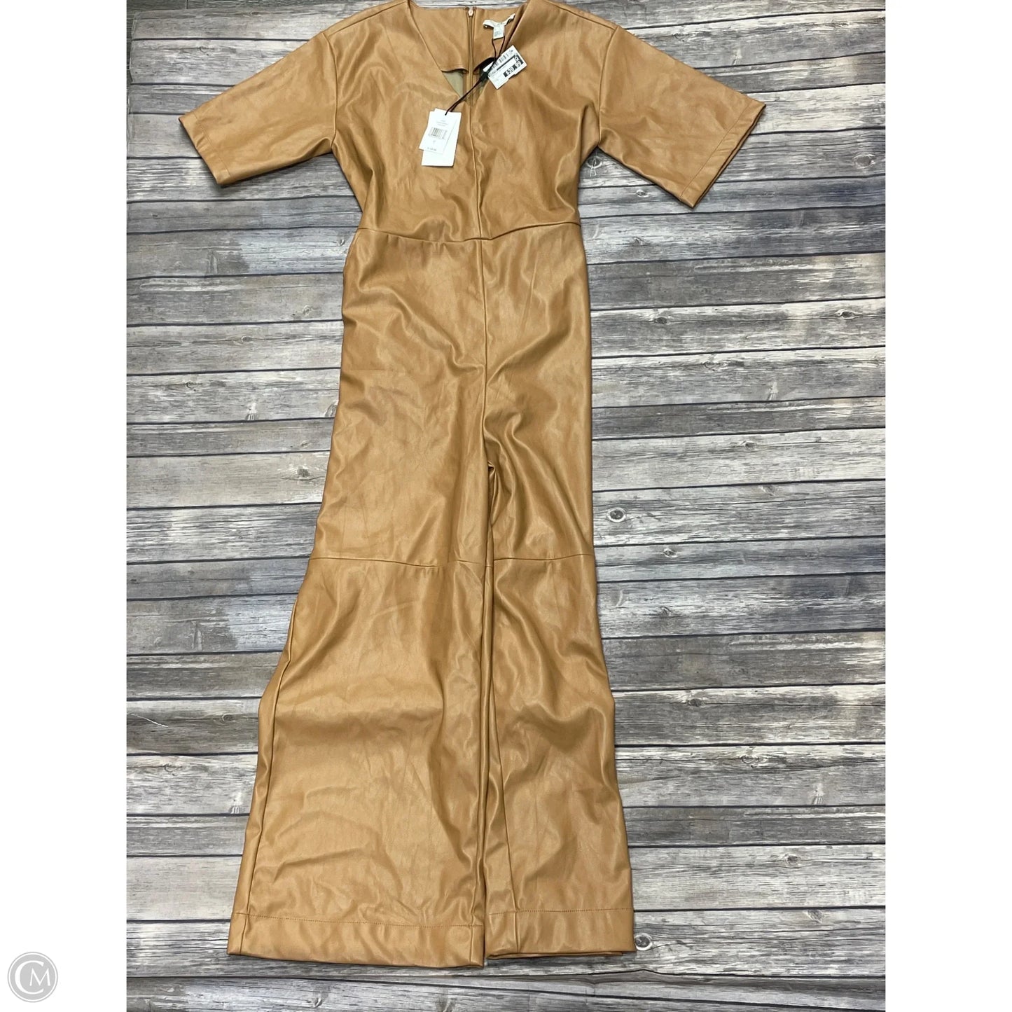 Jumpsuit Designer By Halston In Tan, Size: S