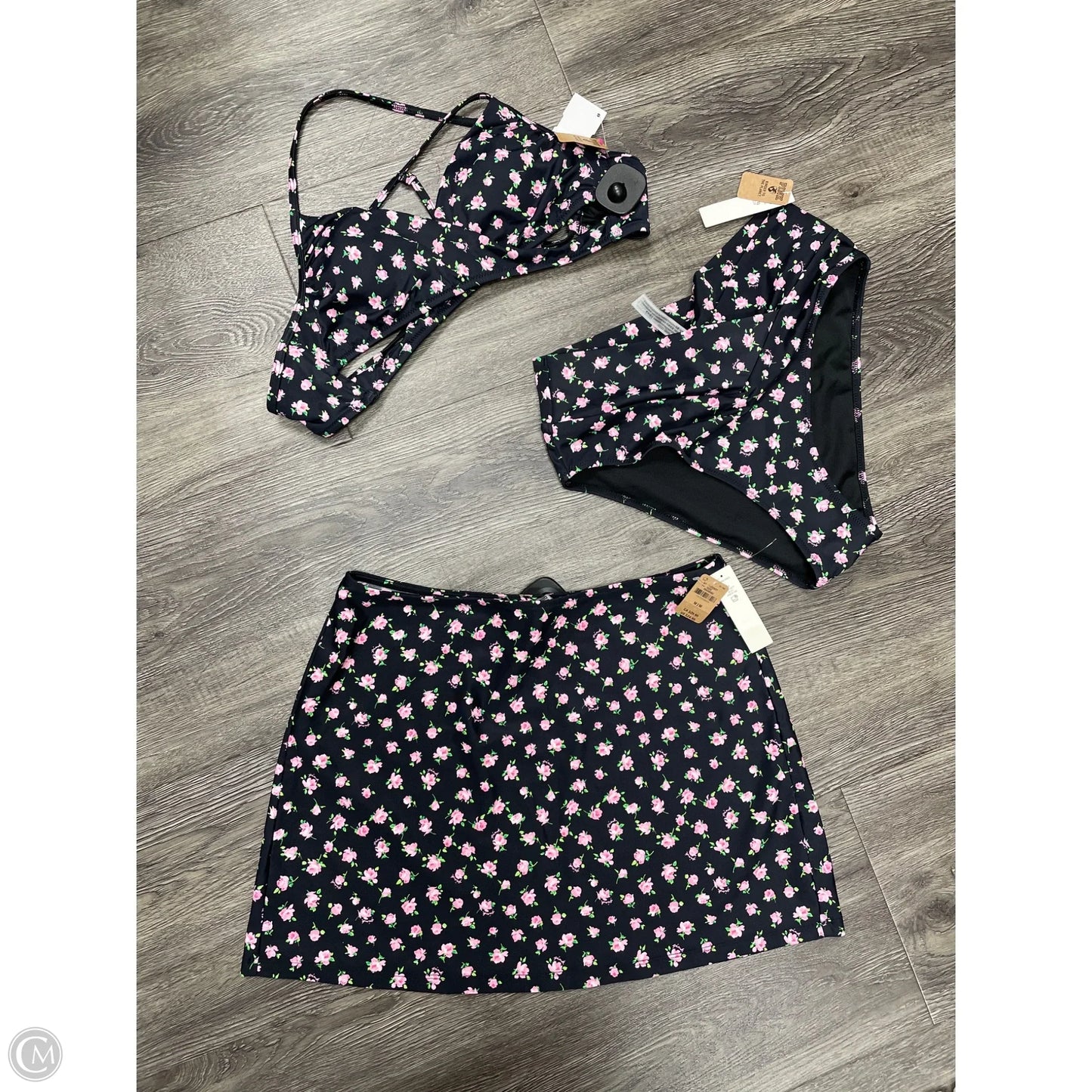 Swimsuit 2pc By Pink In Black & Pink, Size: M