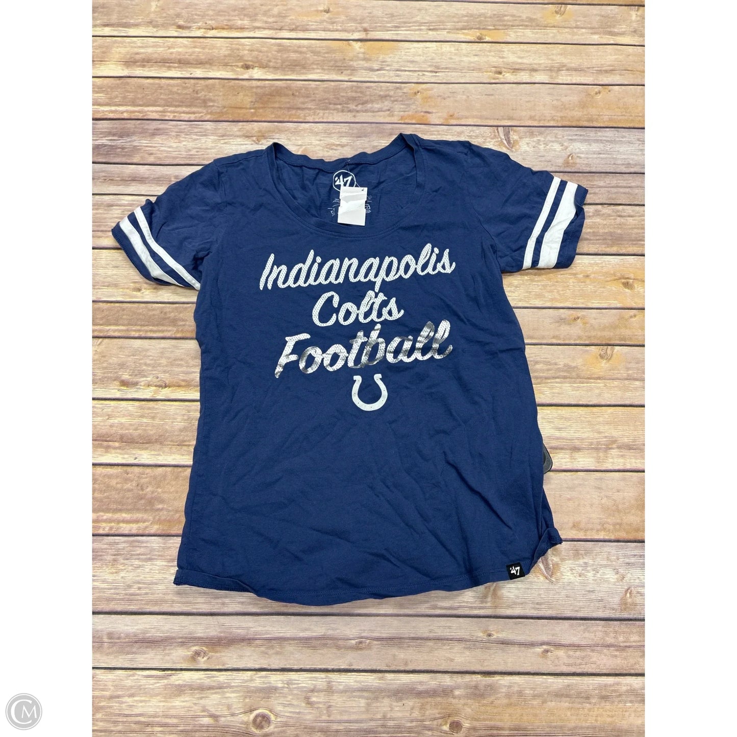 Top Short Sleeve By Cme In Blue & White, Size: S