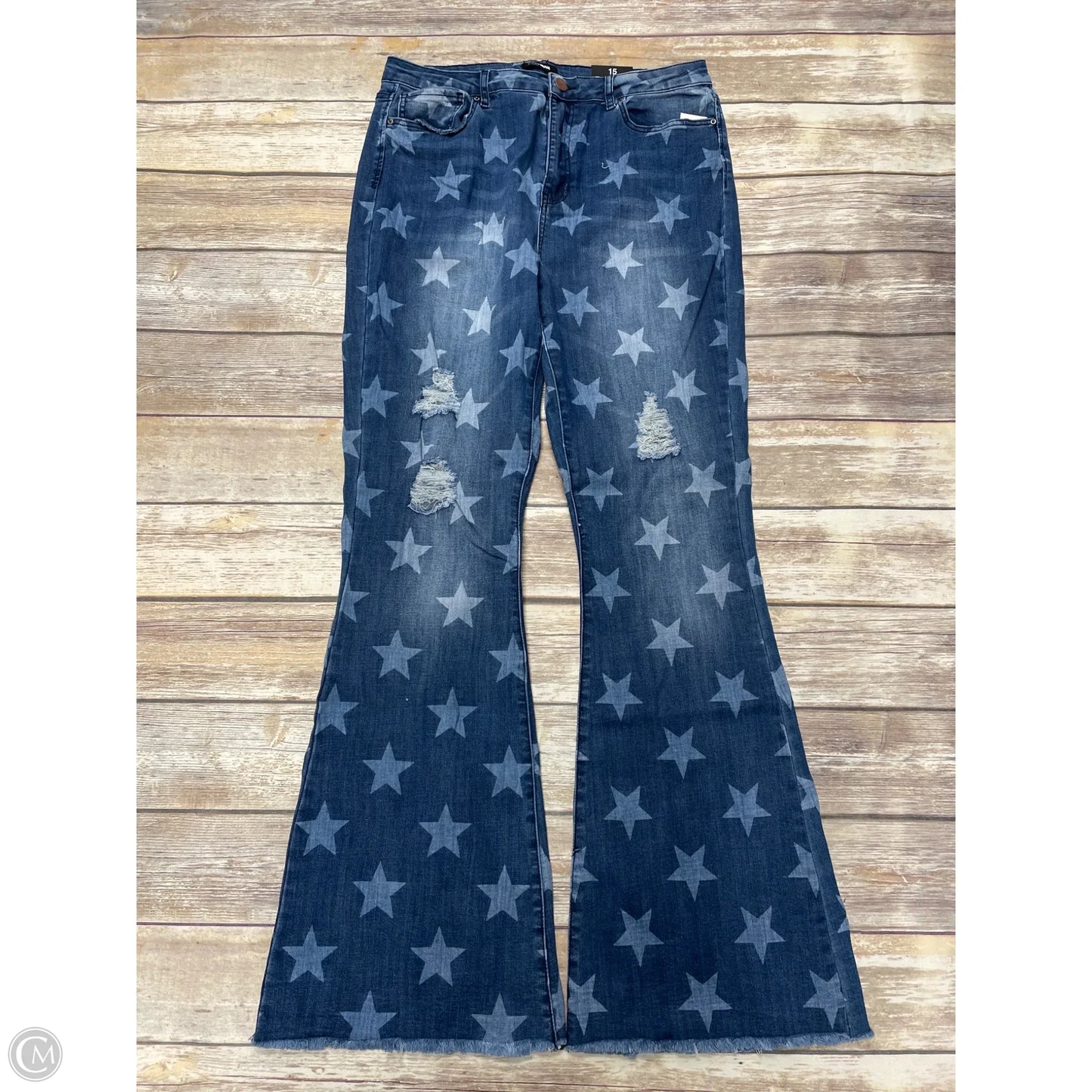 Jeans Wide Leg By Fashion Nova In Blue Denim, Size: 14