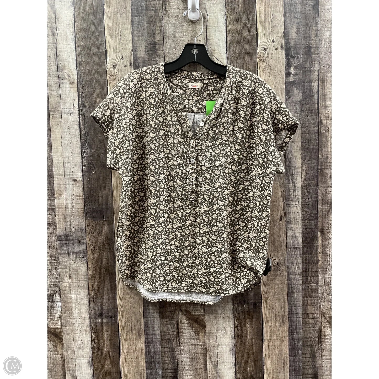 Top Short Sleeve By Faherty In Green & Tan, Size: S