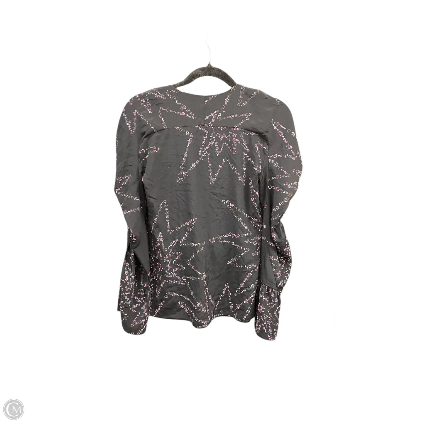Blouse Long Sleeve By Top Shop In Black & Pink, Size: 2