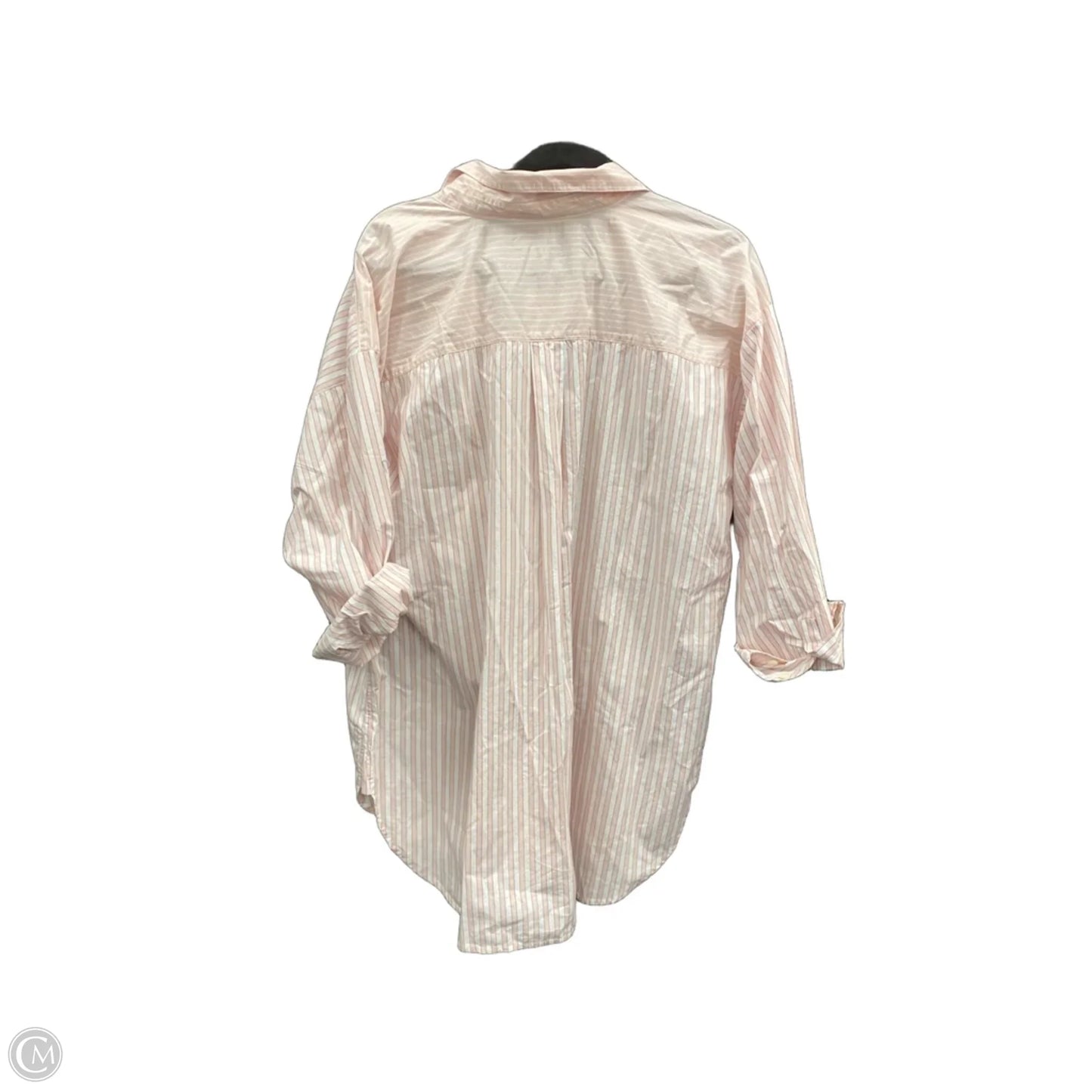 Blouse Long Sleeve By Loft In Pink & White, Size: Xl