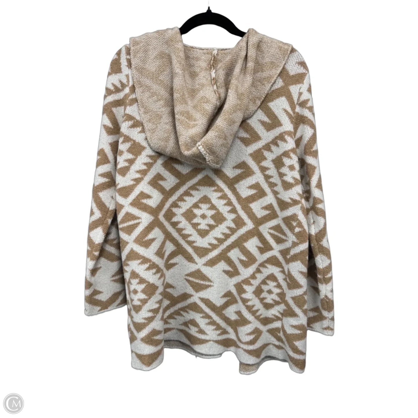 Sweater Cardigan By Steve Madden In Tan & White, Size: M