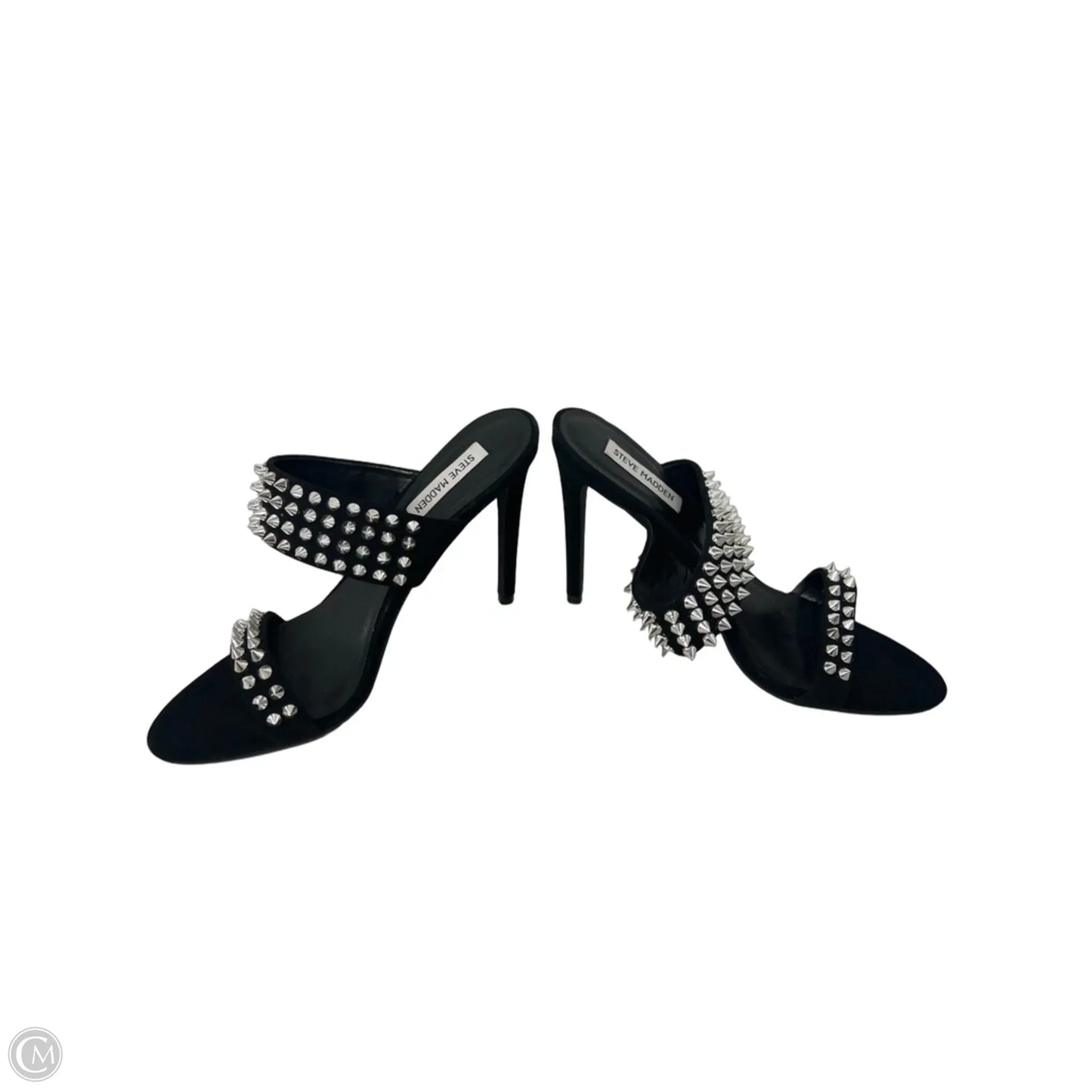 Shoes Heels Stiletto By Steve Madden In Black & Silver, Size: 9.5