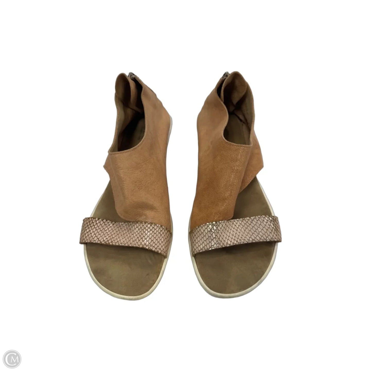 Sandals Heels Wedge By Cmb In Brown & Cream, Size: 9