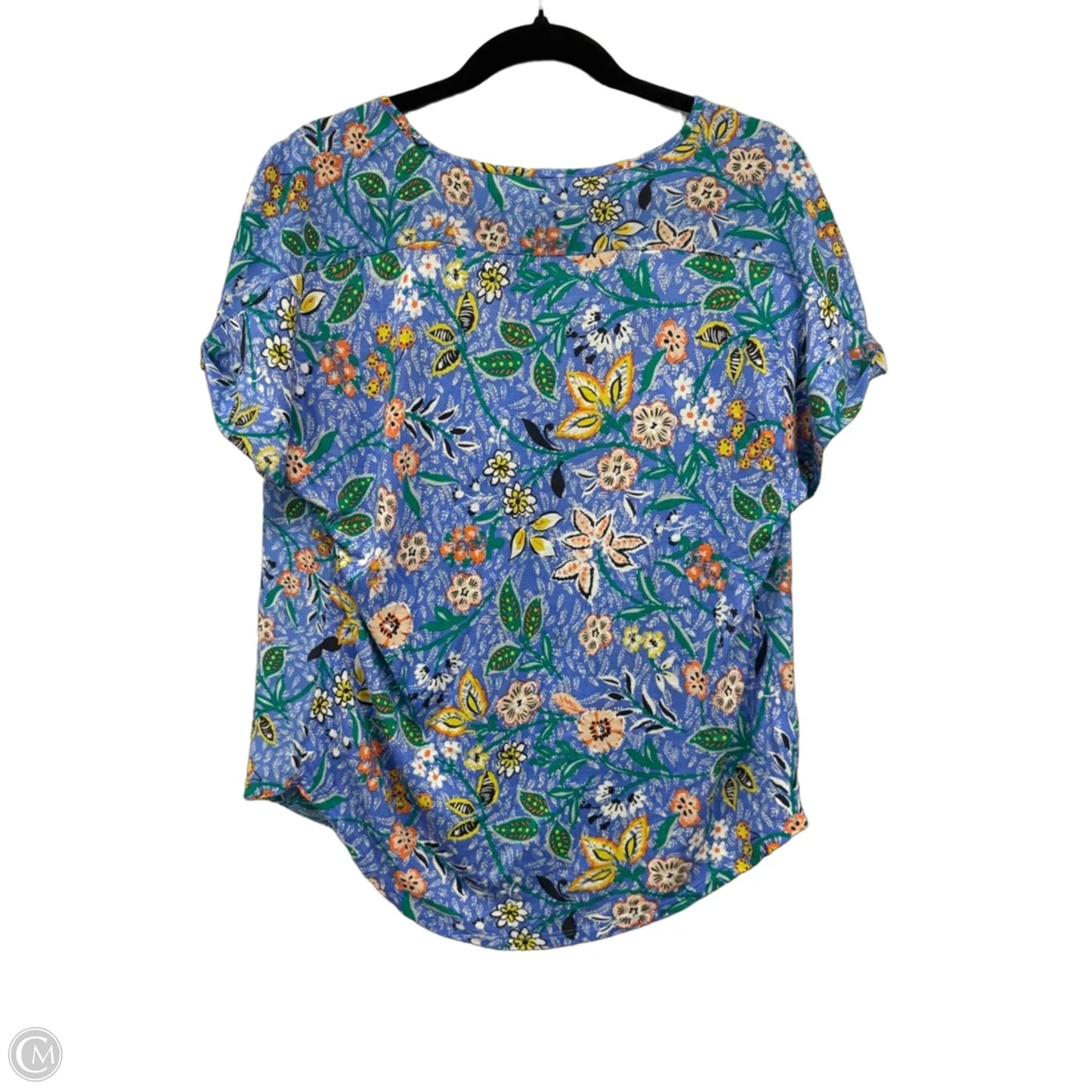 Blouse Short Sleeve By Loft In Blue & Green, Size: M
