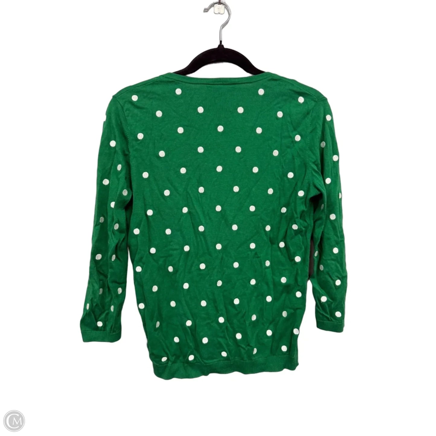 Sweater Cardigan By Talbots In Green & White, Size: S
