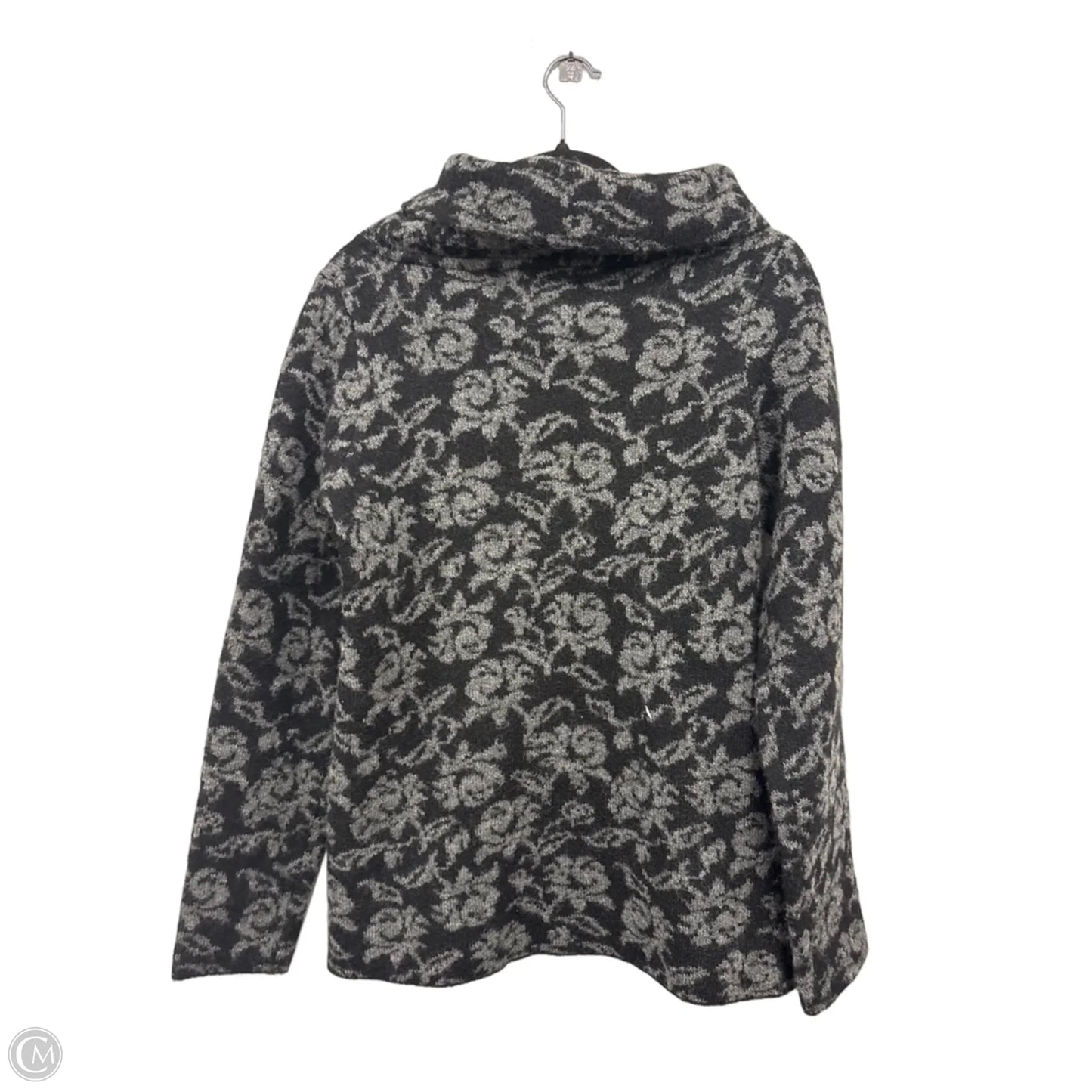 Sweater Cardigan By Ellen Tracy In Black & Grey, Size: M