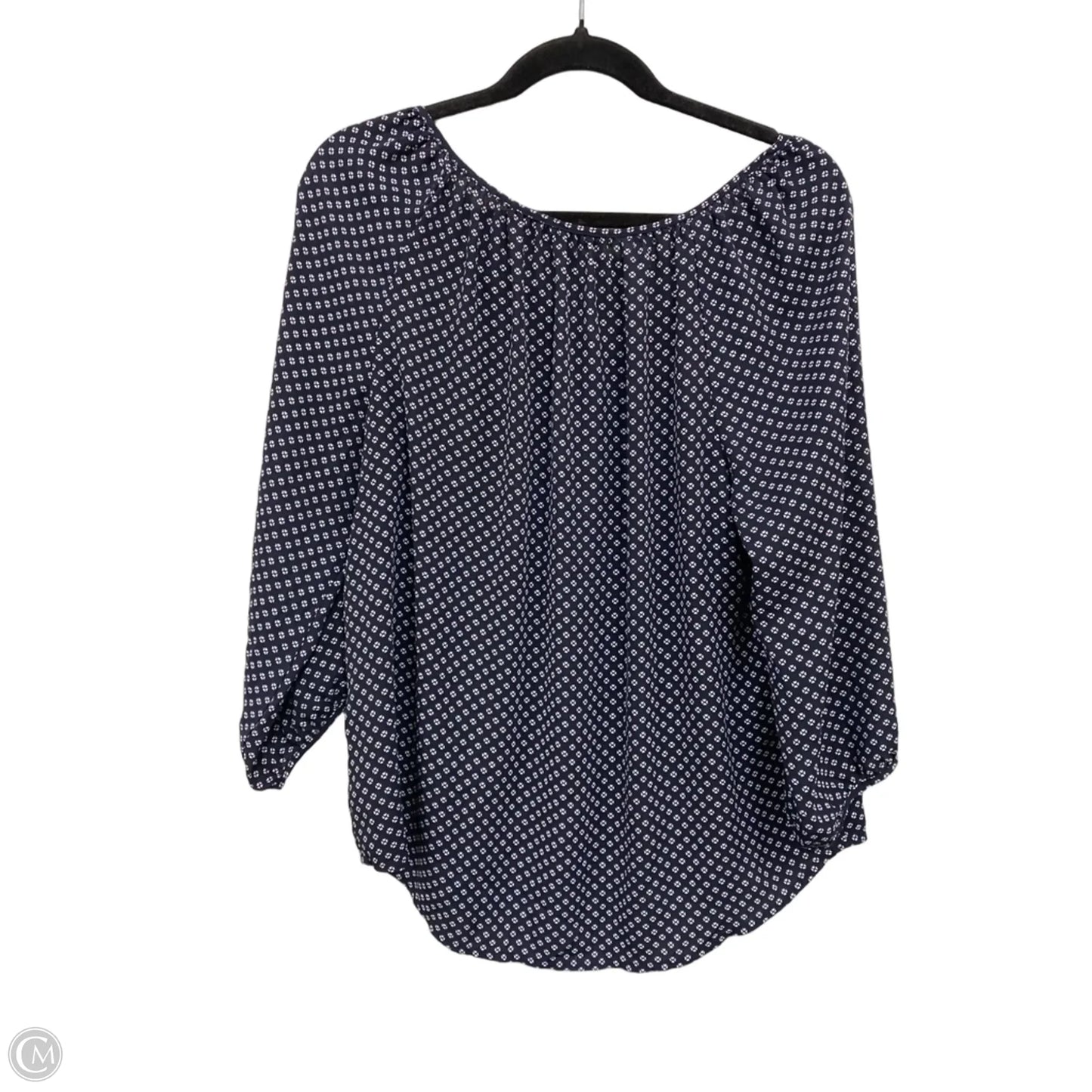 Blouse 3/4 Sleeve By Loft In Blue & White, Size: L
