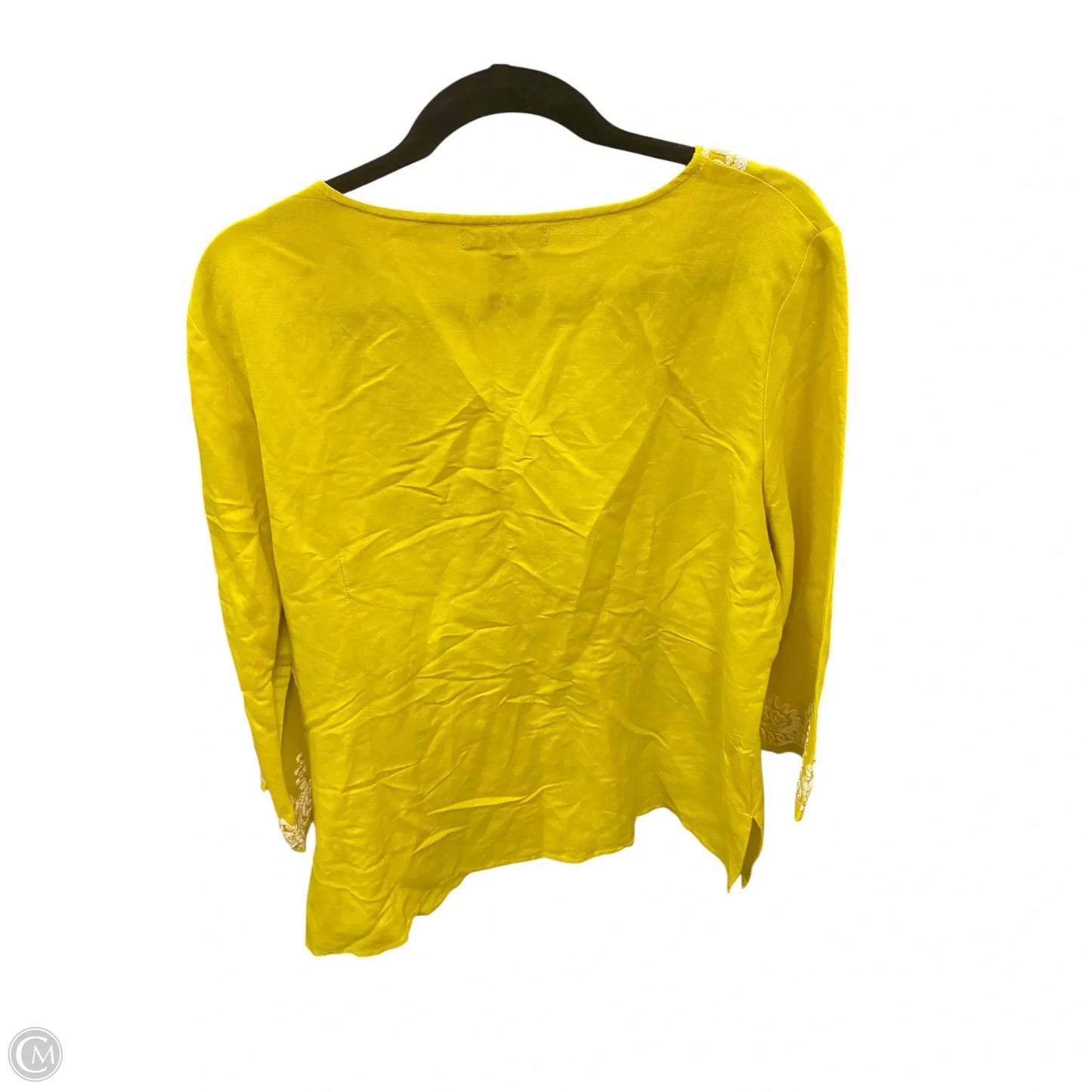 Tunic 3/4 Sleeve By Clothes Mentor In Gold & White, Size: 2x