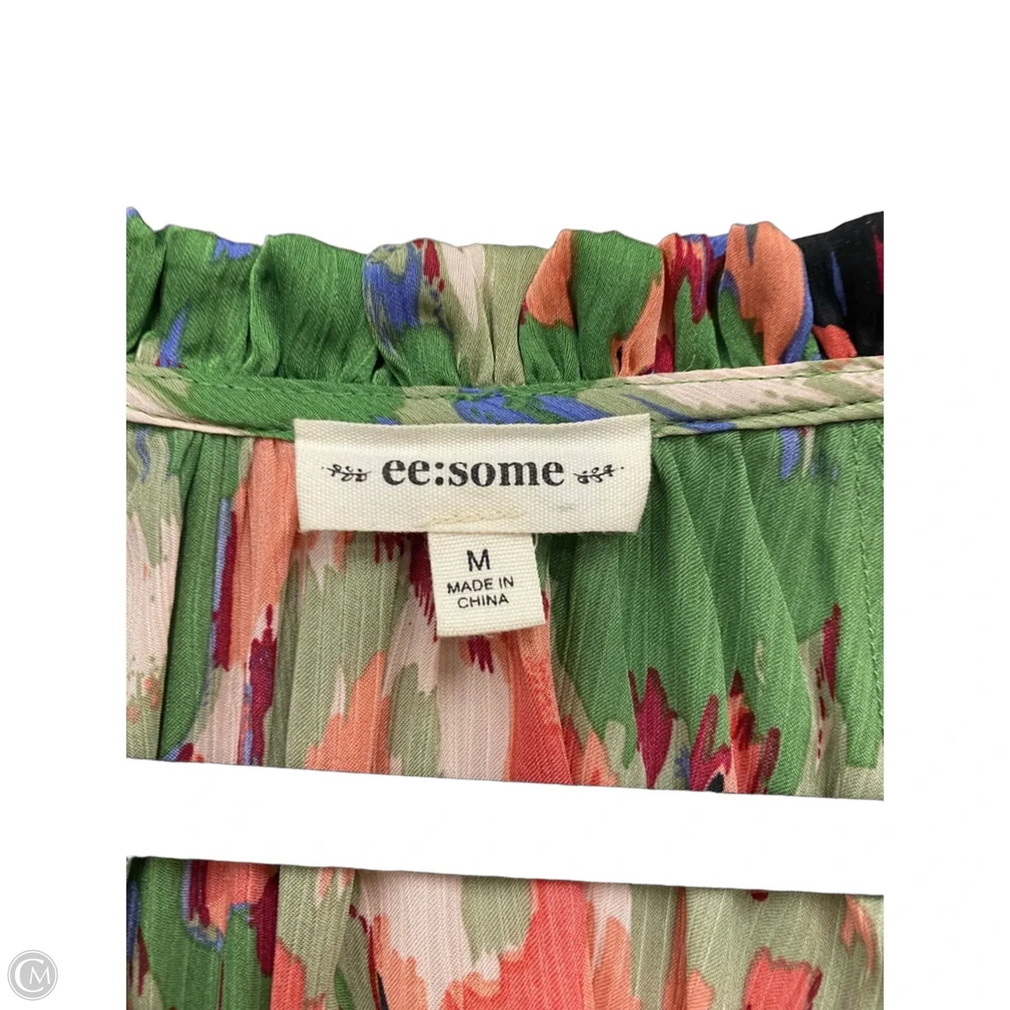 Top 3/4 Sleeve By Ee Some In Green & Orange, Size: M