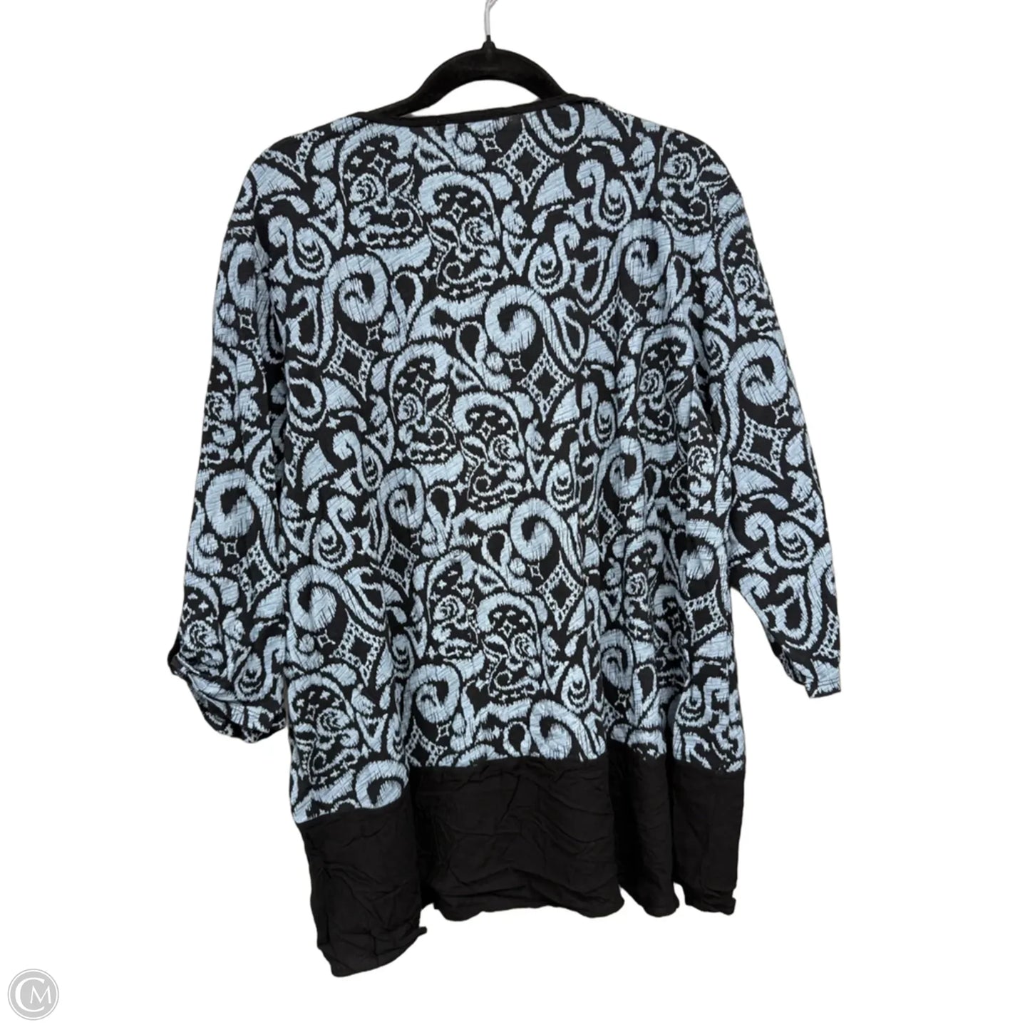 Top 3/4 Sleeve By Fresh Produce In Black & Blue, Size: 3x