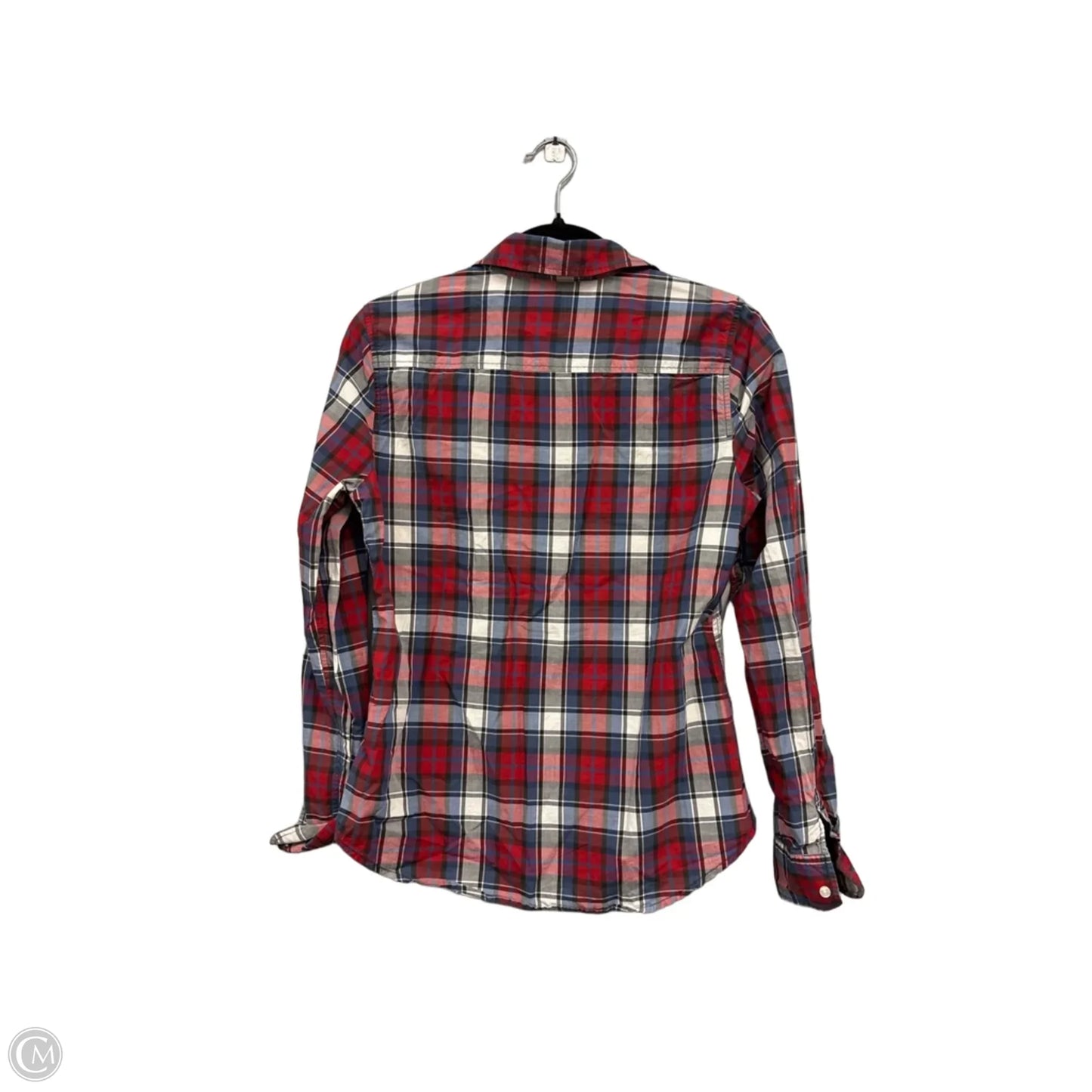 Top Long Sleeve By American Eagle In Blue & Red & White, Size: S