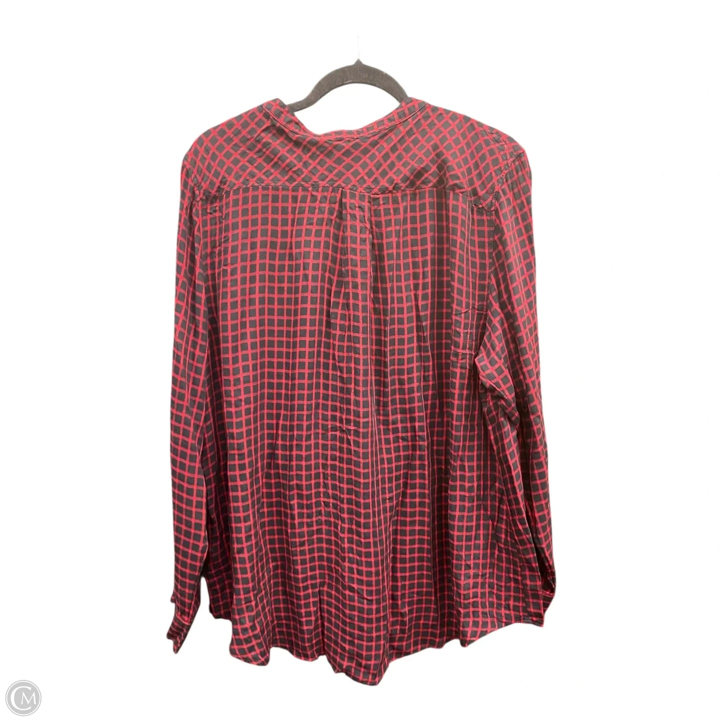 Blouse Long Sleeve By Time And Tru In Black & Red, Size: Xxl