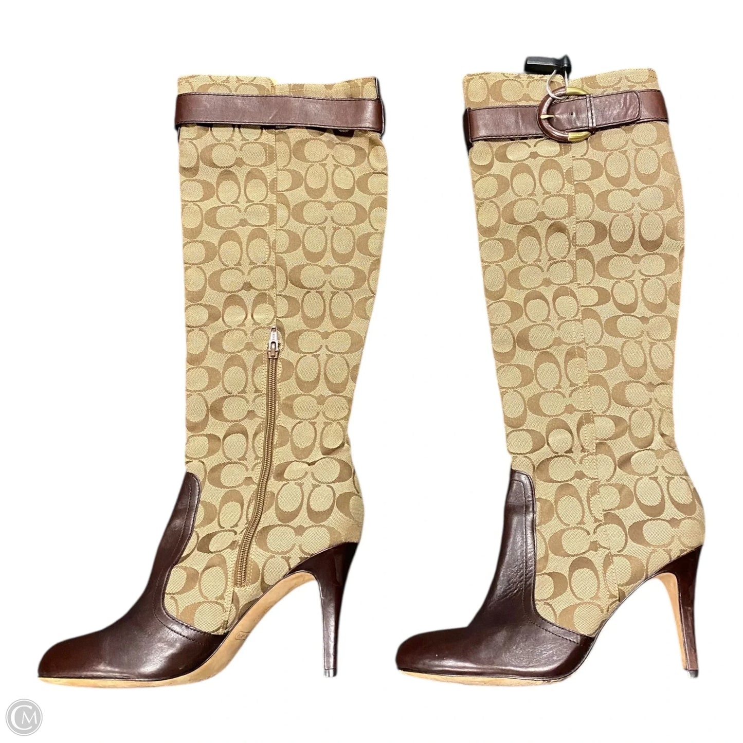 Boots Designer By Coach In Brown & Tan, Size: 9.5