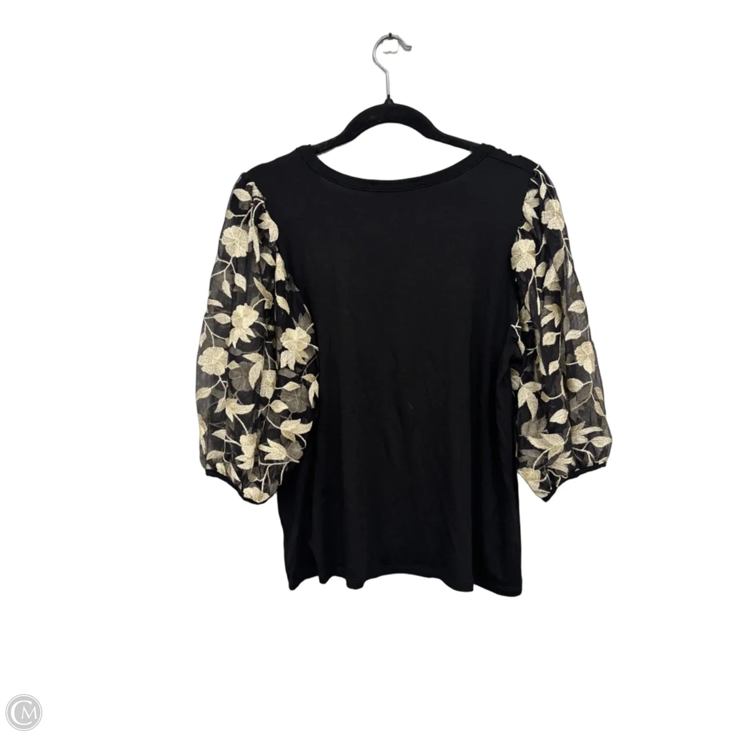 Top Short Sleeve By Kim & Cami In Black & Gold, Size: M