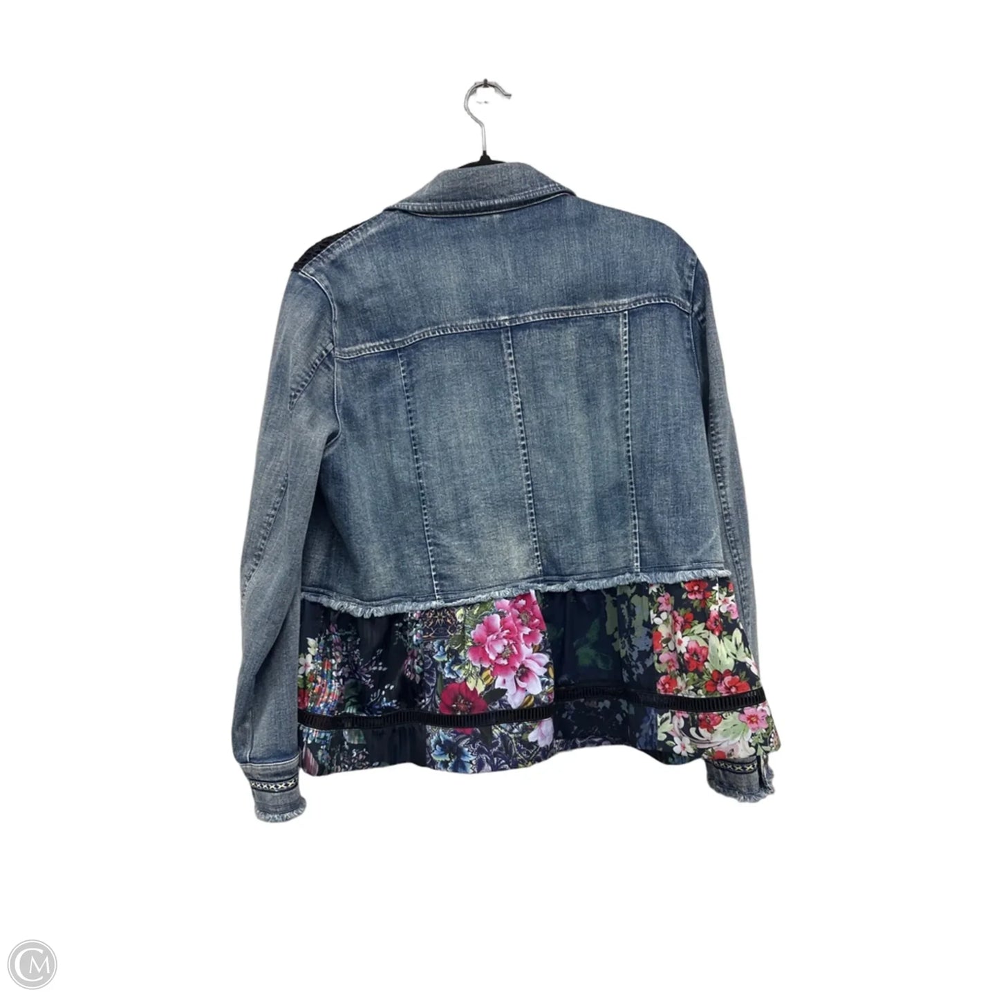 Jacket Denim By John Mark In Black & Blue, Size: M